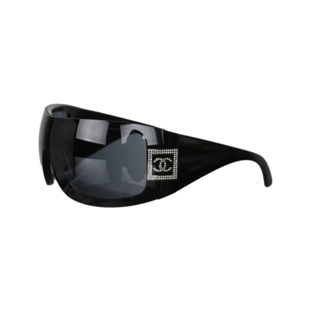 Chanel Black Oversized Rhinestone Sunglasses - Image 3