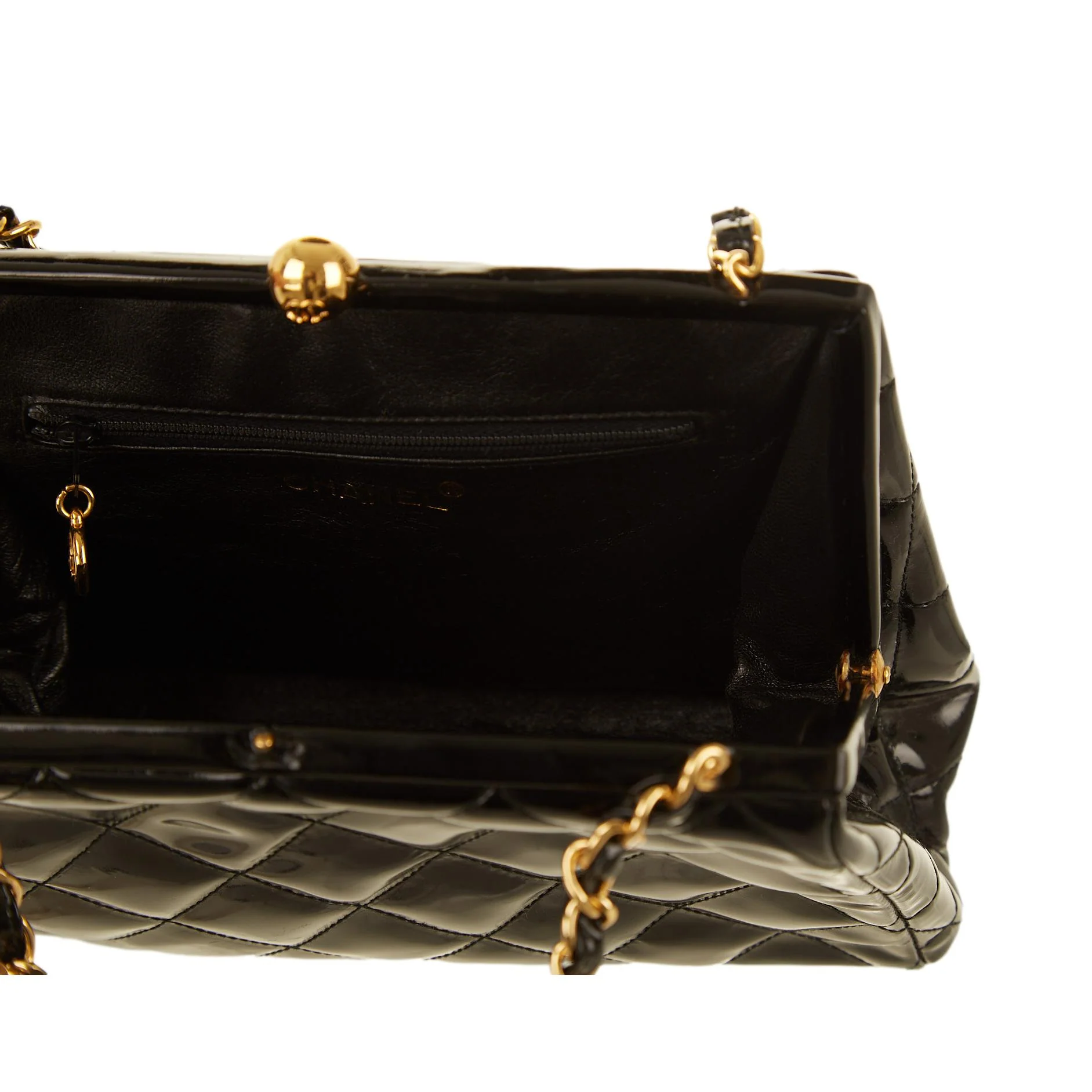 Chanel Black Patent Chain Shoulder Bag - Image 4