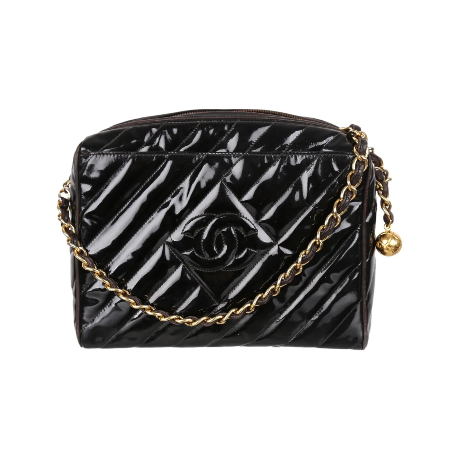 Chanel Black Patent Chain Crossbody Bag