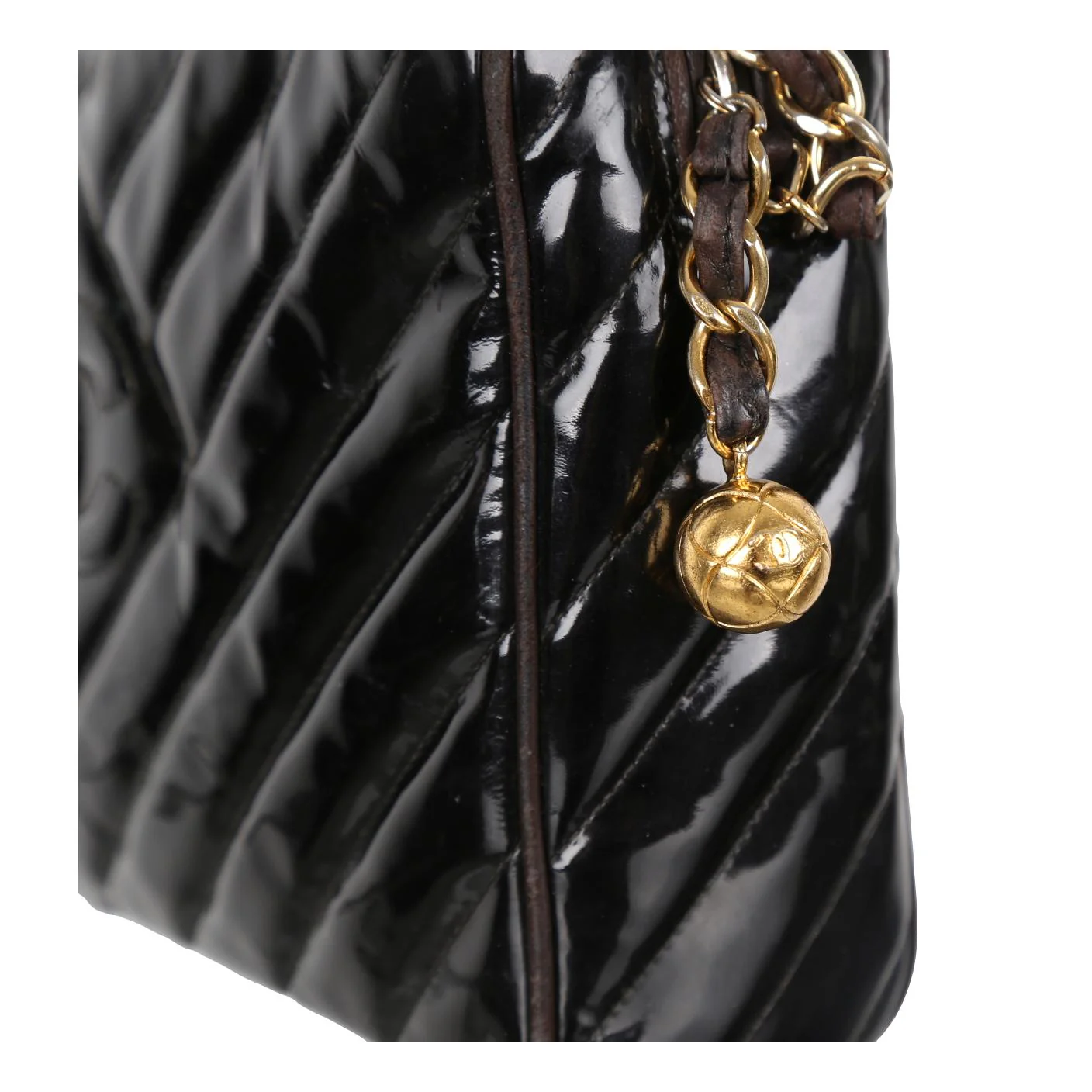 Chanel Black Patent Chain Crossbody Bag - Image 5