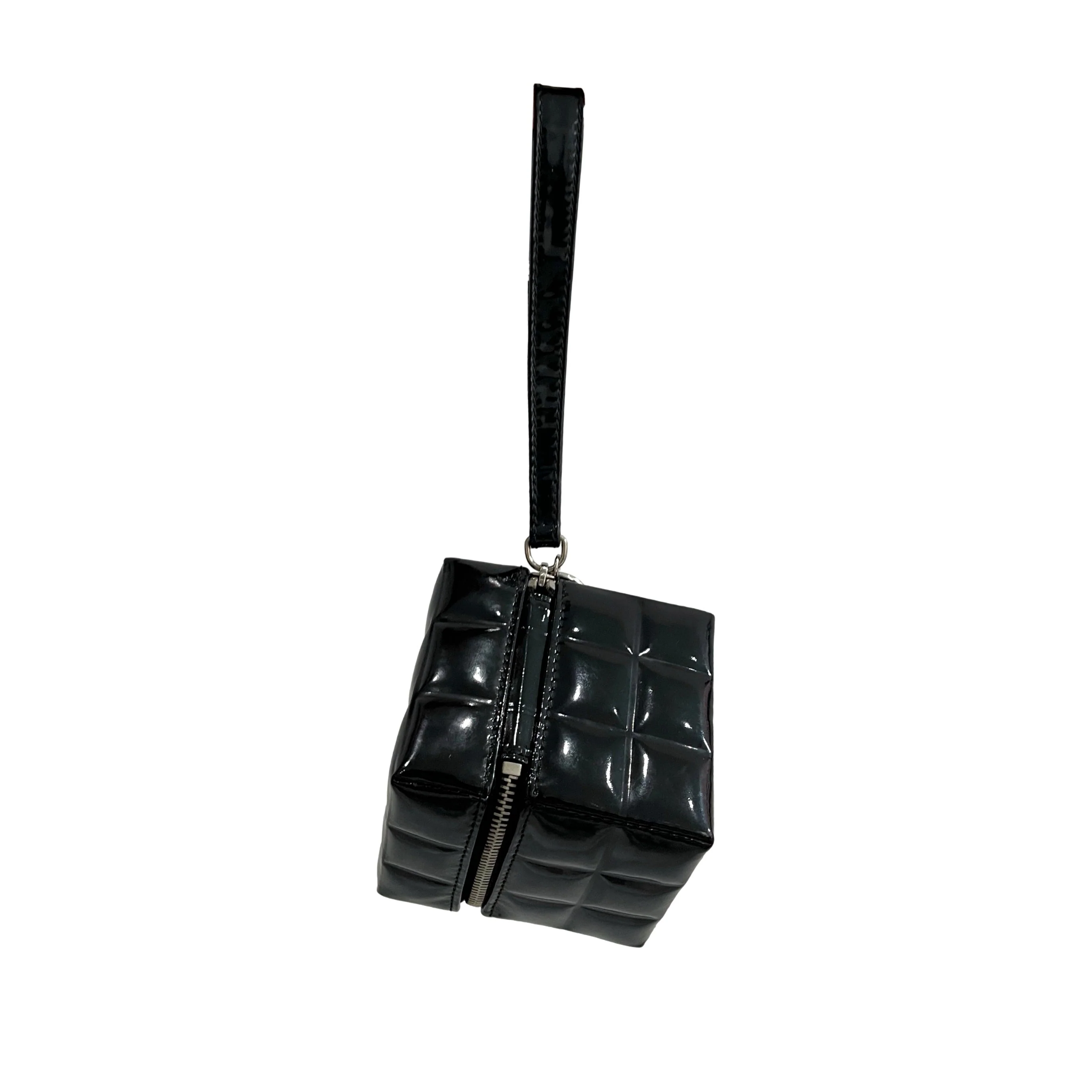 Chanel Black Patent Cube Clutch - Image 2