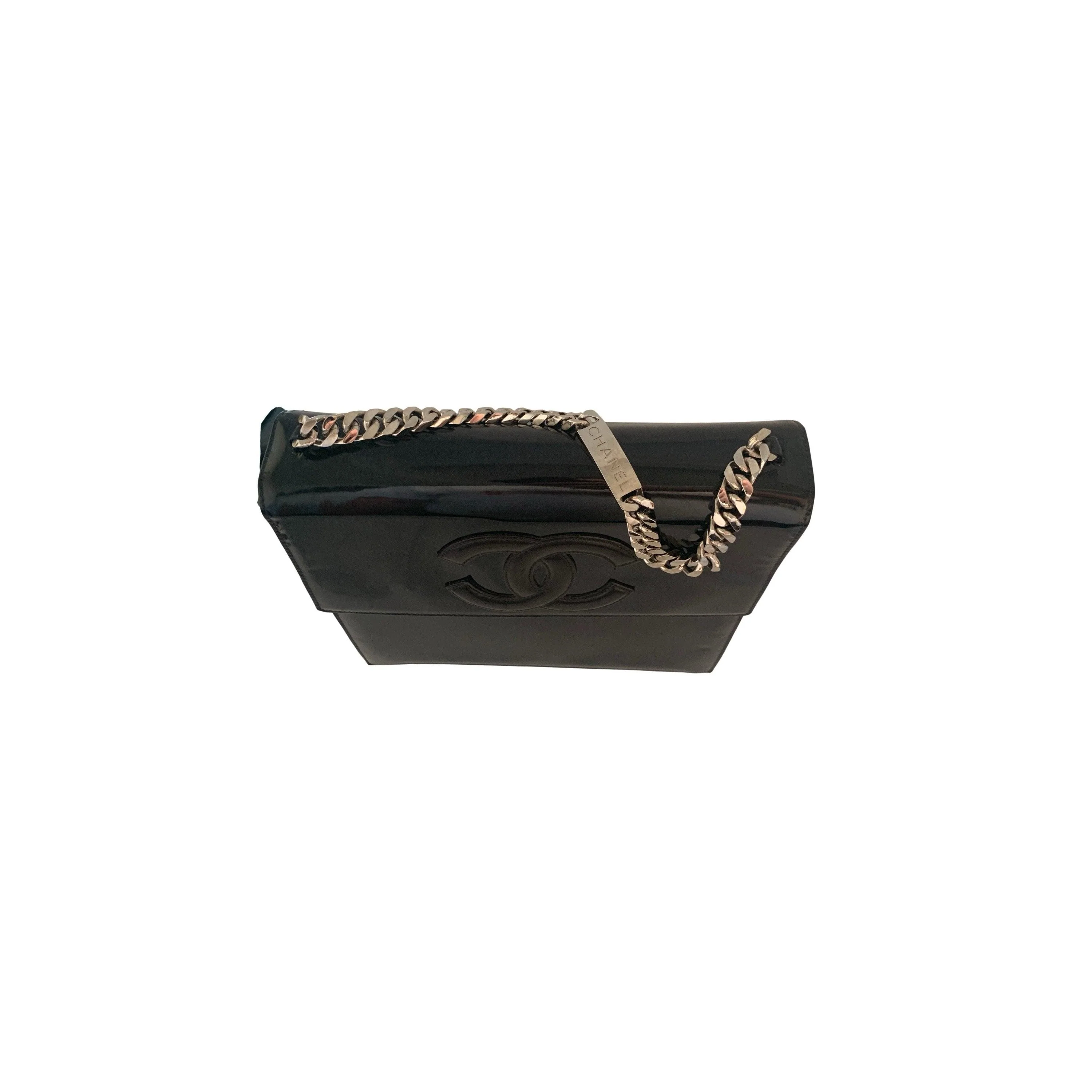 Chanel Black Patent Top Chain Bag - Image 2