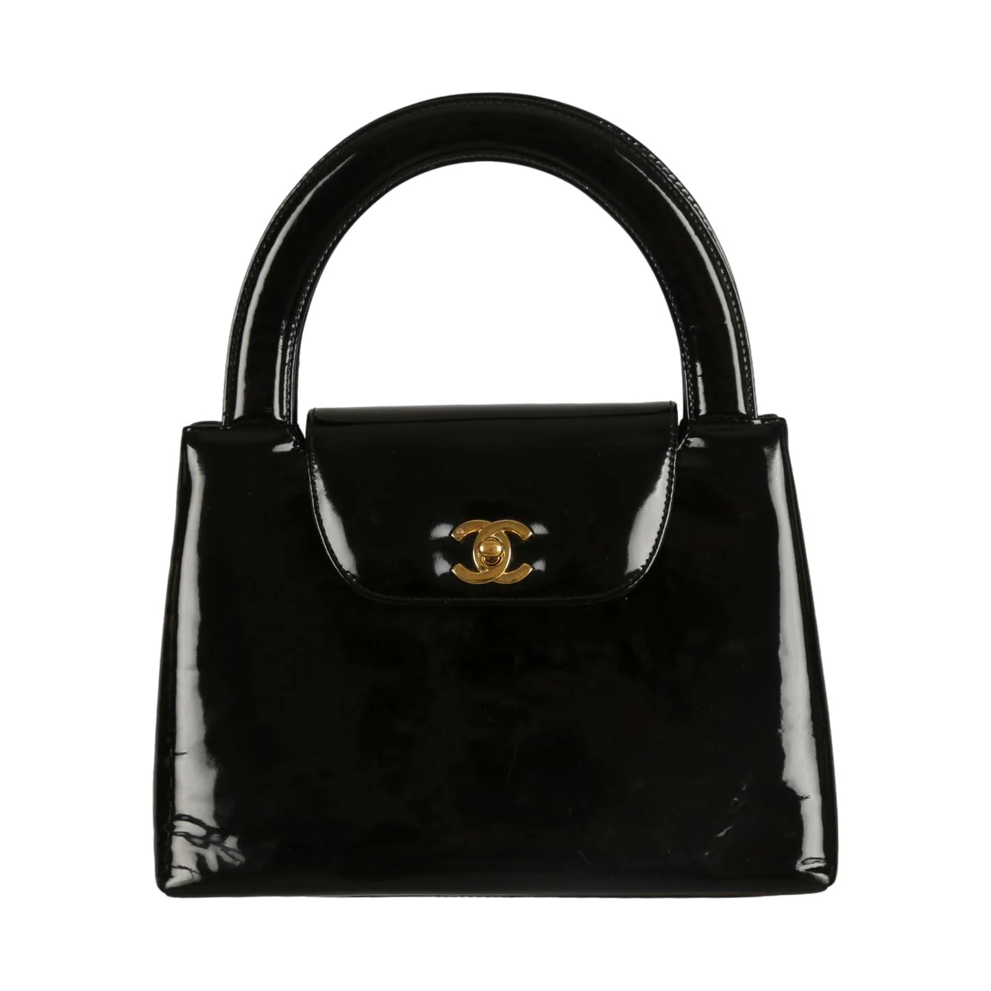 Chanel Black Patent Top Handle Bag