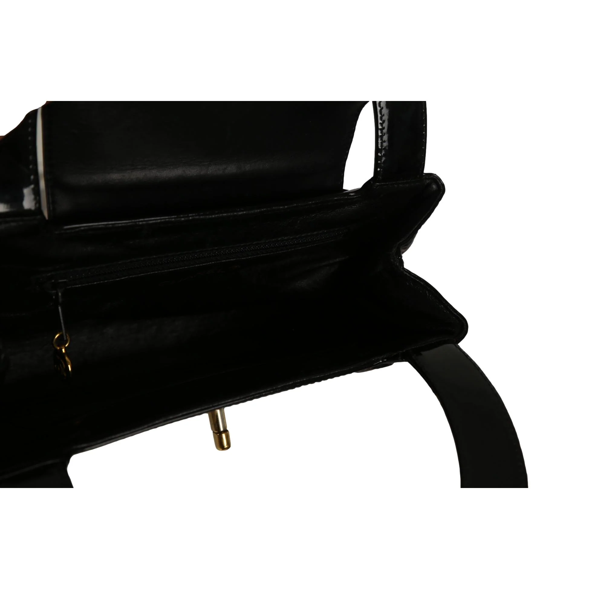 Chanel Black Patent Top Handle Bag - Image 4