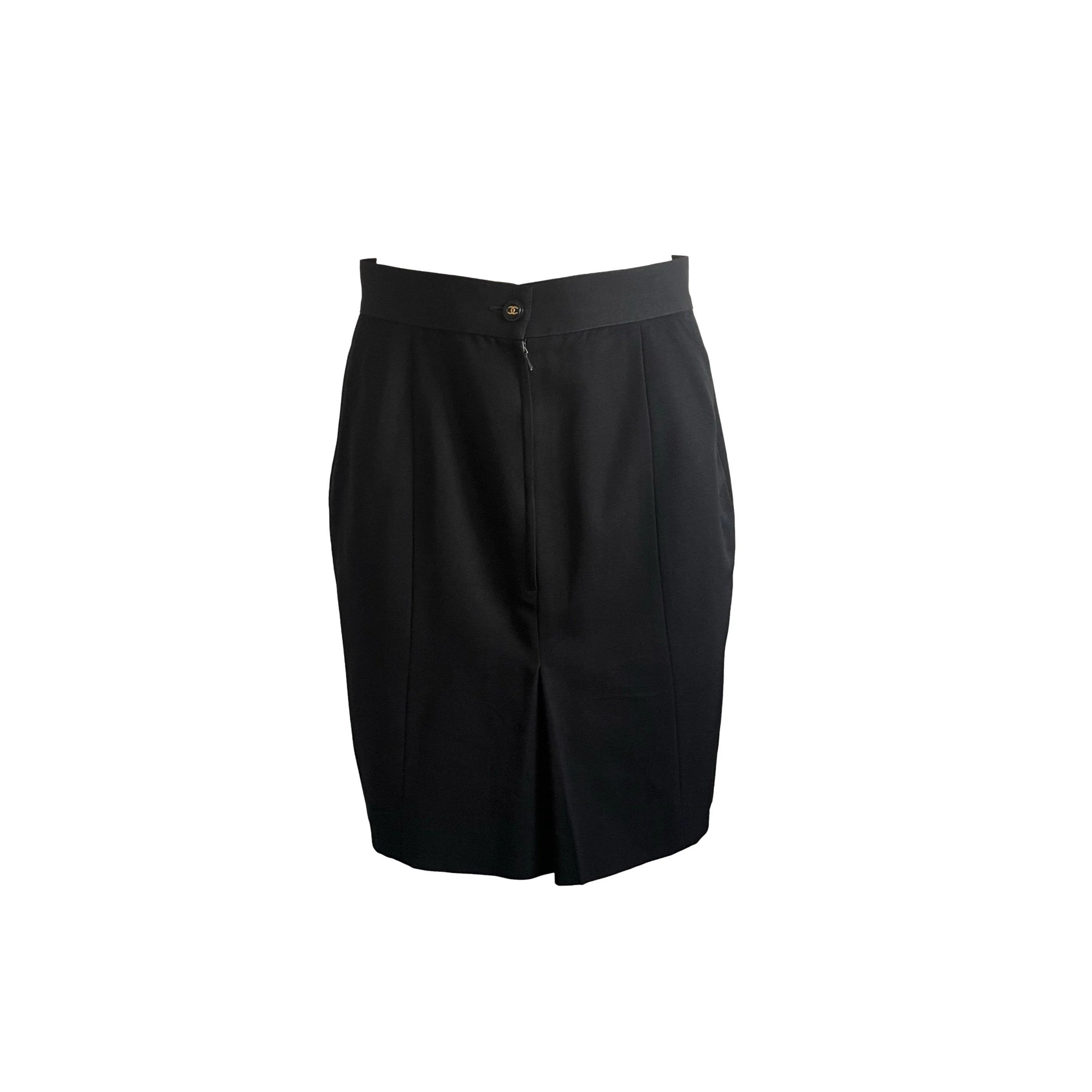 Chanel Black Pleated Skirt