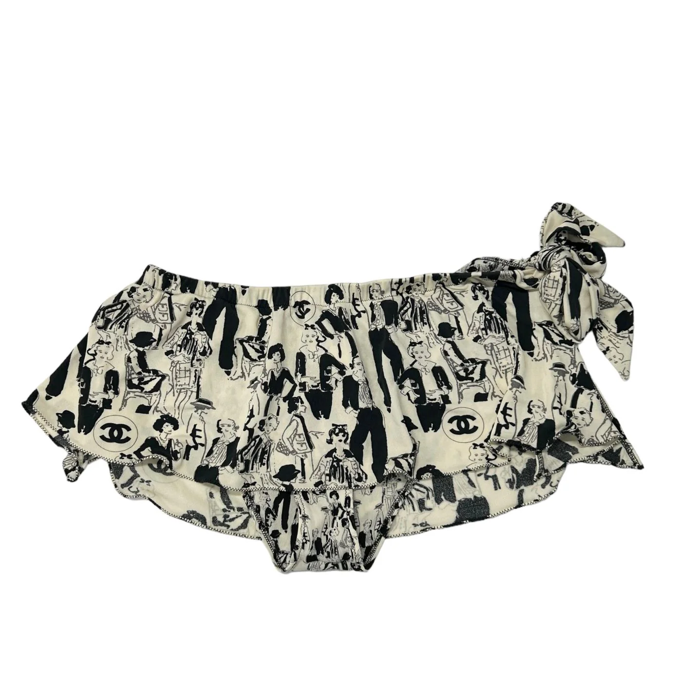 Chanel Black Print Logo Mini Skirt