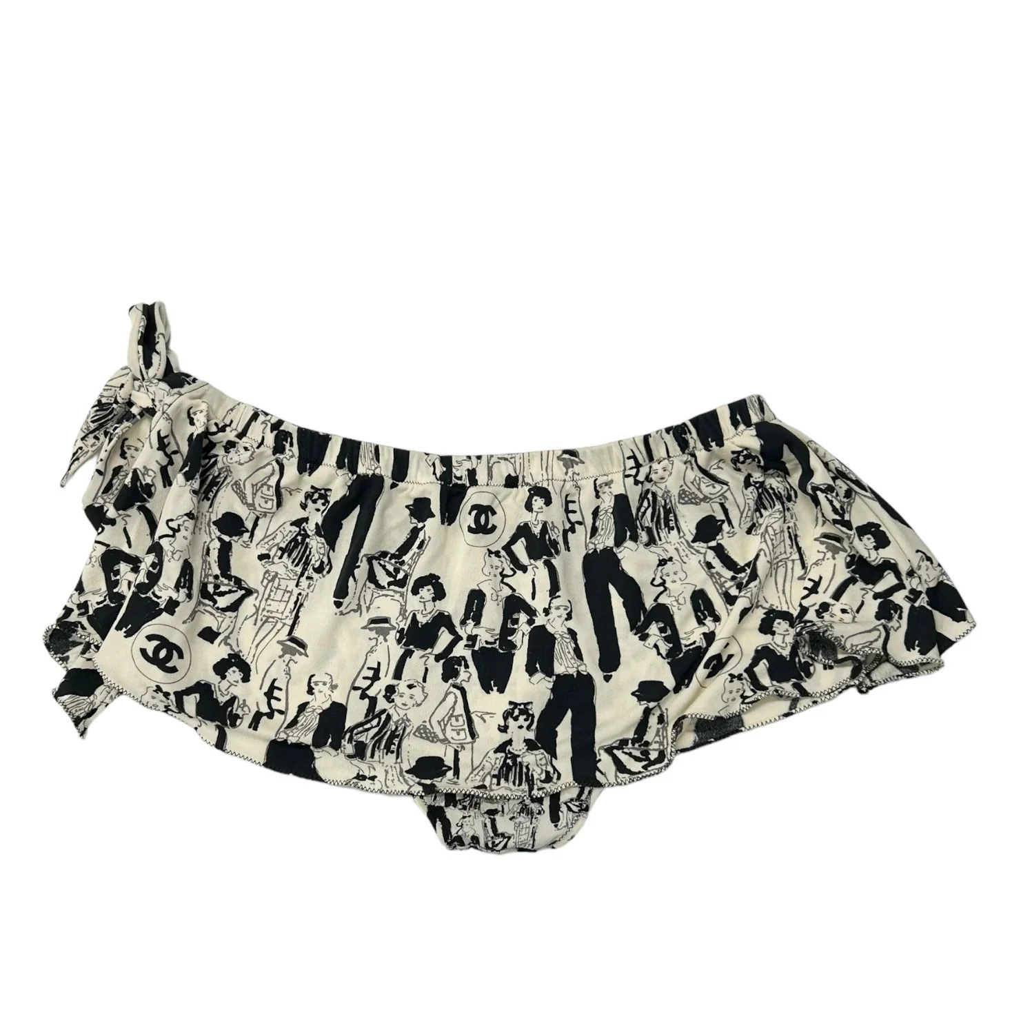 Chanel Black Print Logo Mini Skirt - Image 2