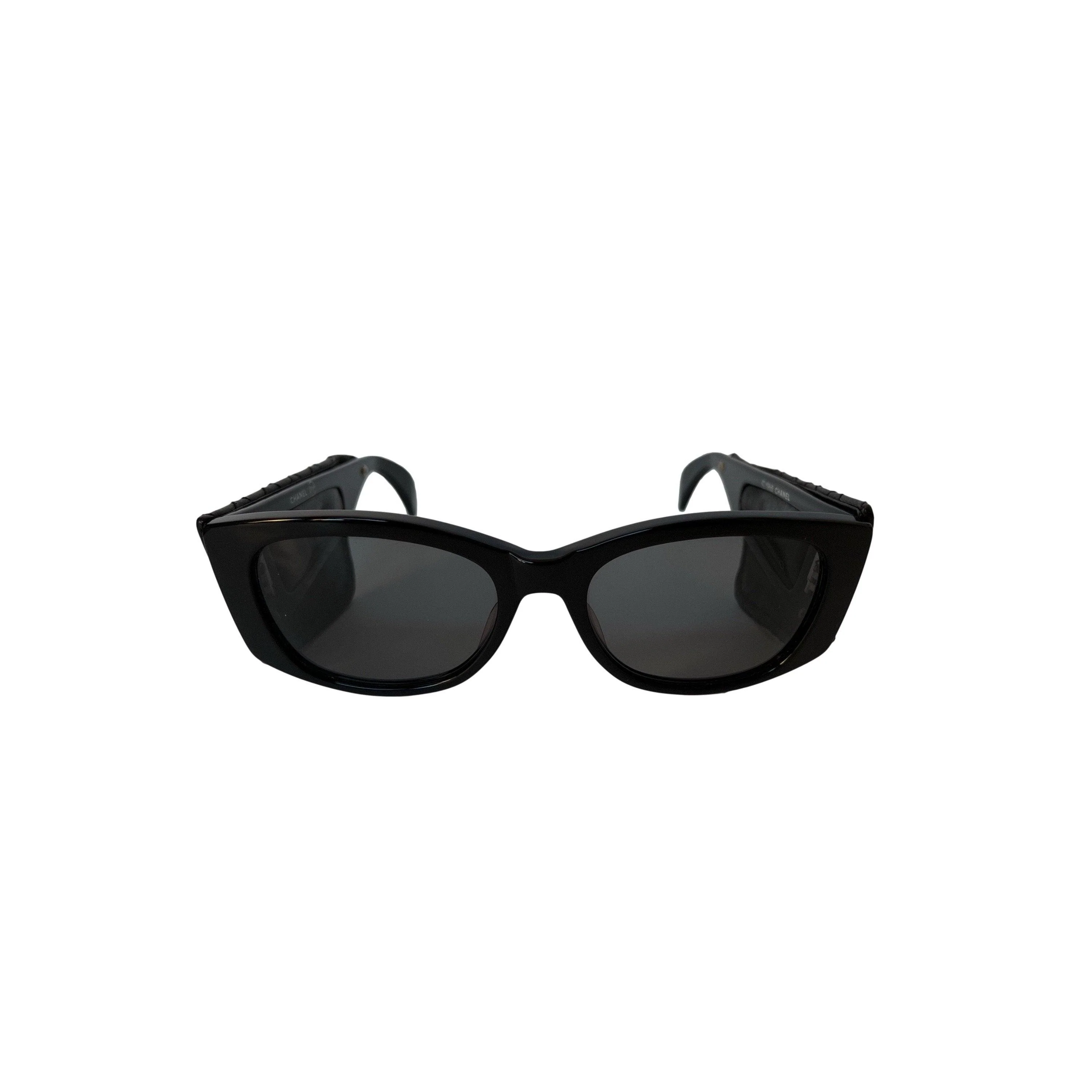 Chanel Black Quilted Leather Sunglasses