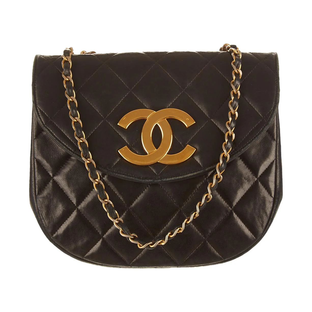 Chanel Black Quilted Logo Chain Shoulder Bag