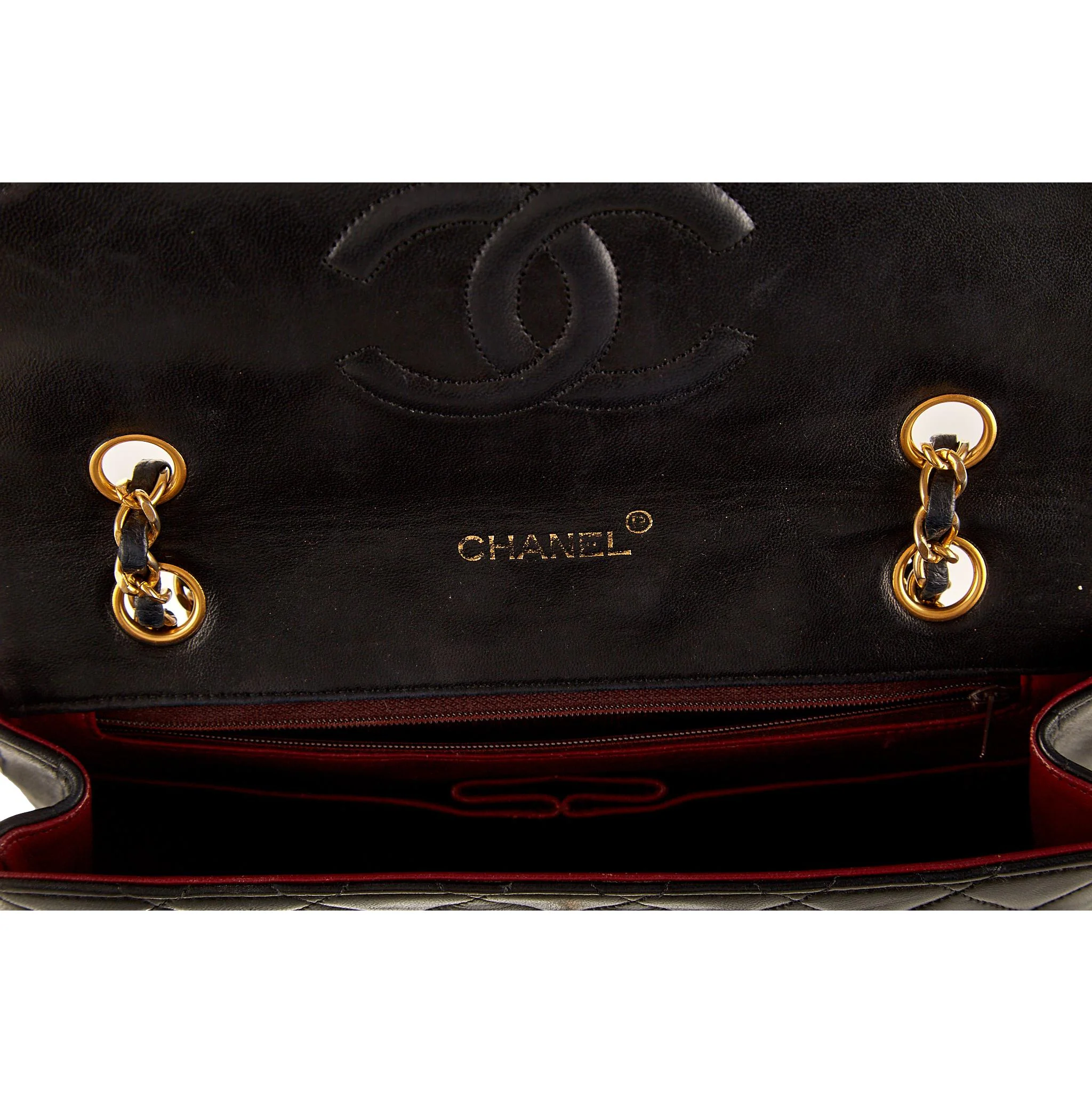 Chanel Black Quilted Logo Flap Bag - Image 4