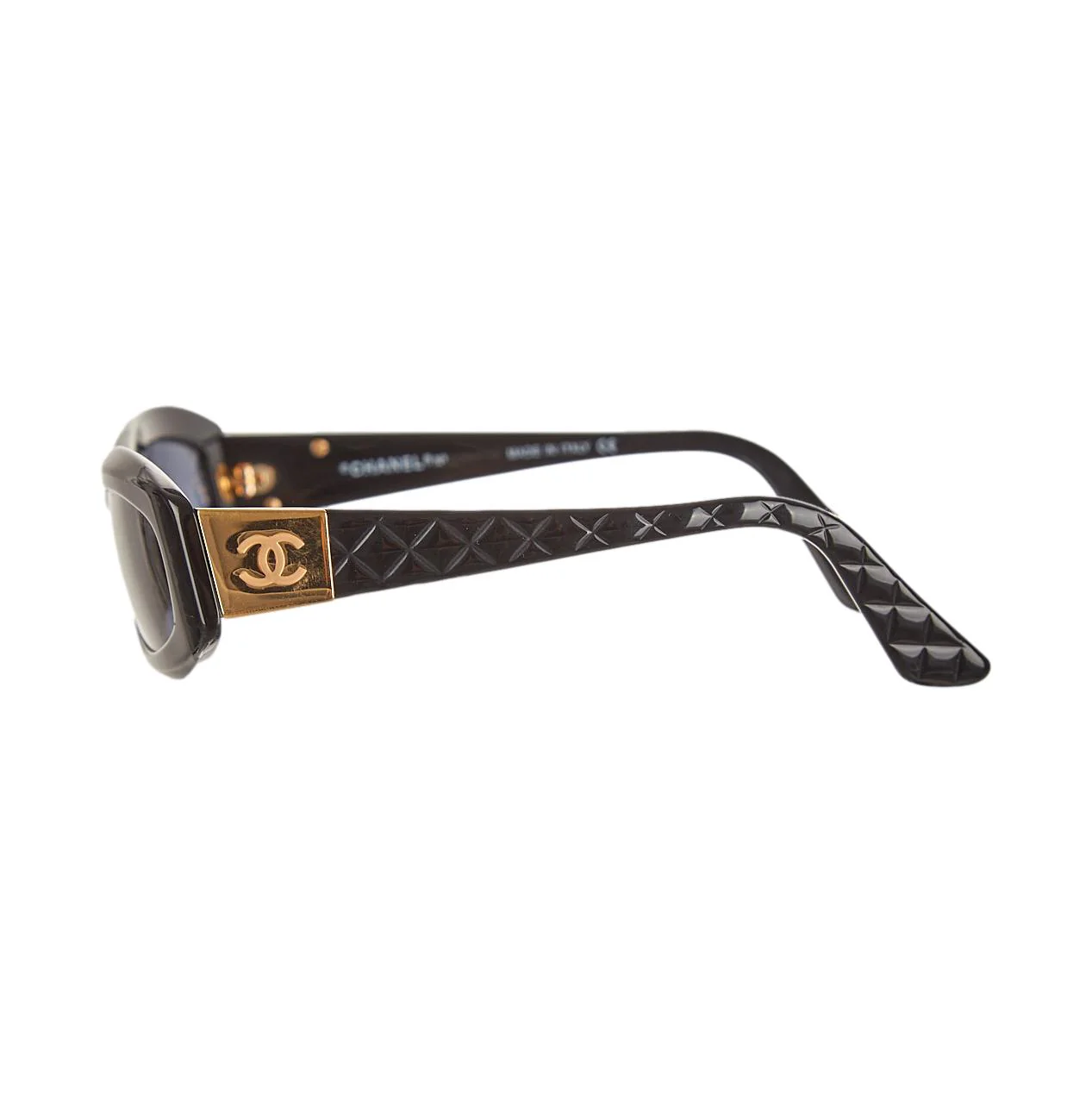 Chanel Black Quilted Logo Mini Sunglasses - Image 3