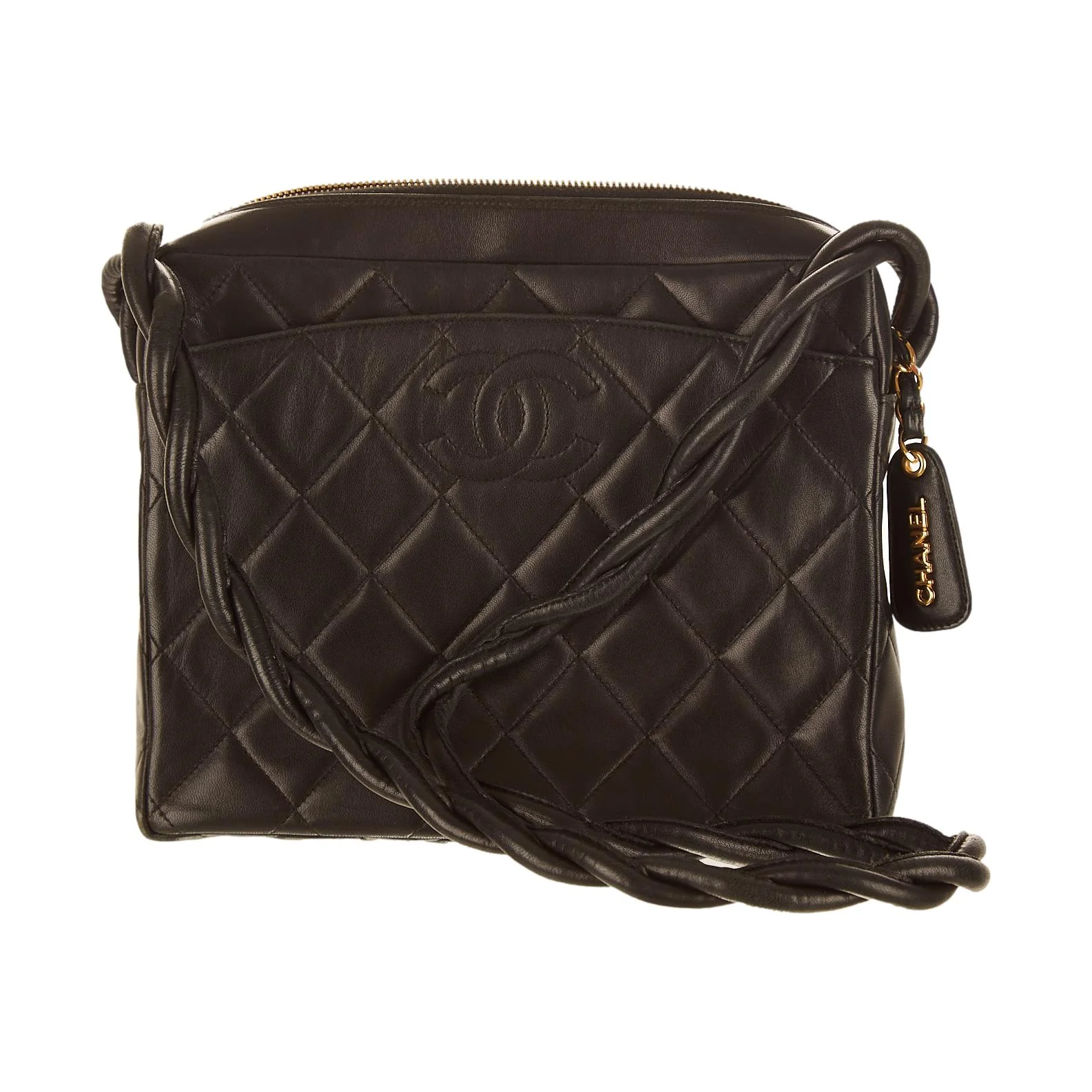 Chanel Black Quilted Logo Shoulder Bag - Image 2