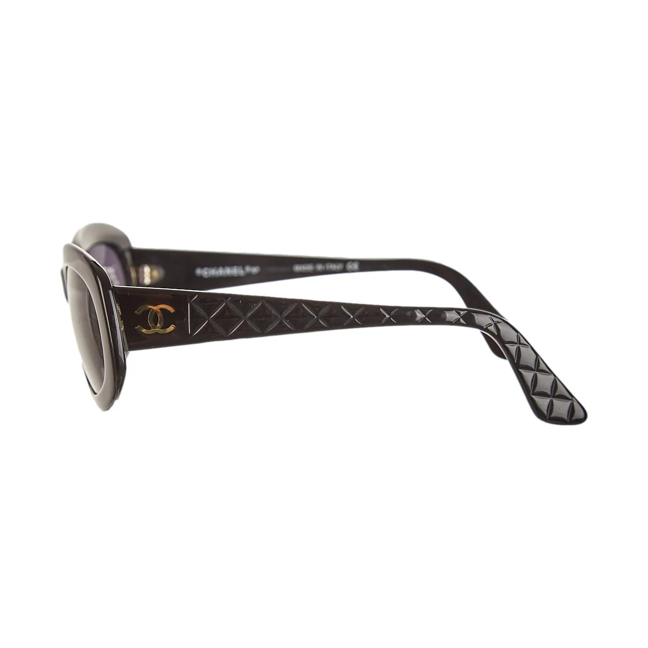 Chanel Black Quilted Logo Sunglasses - Image 3