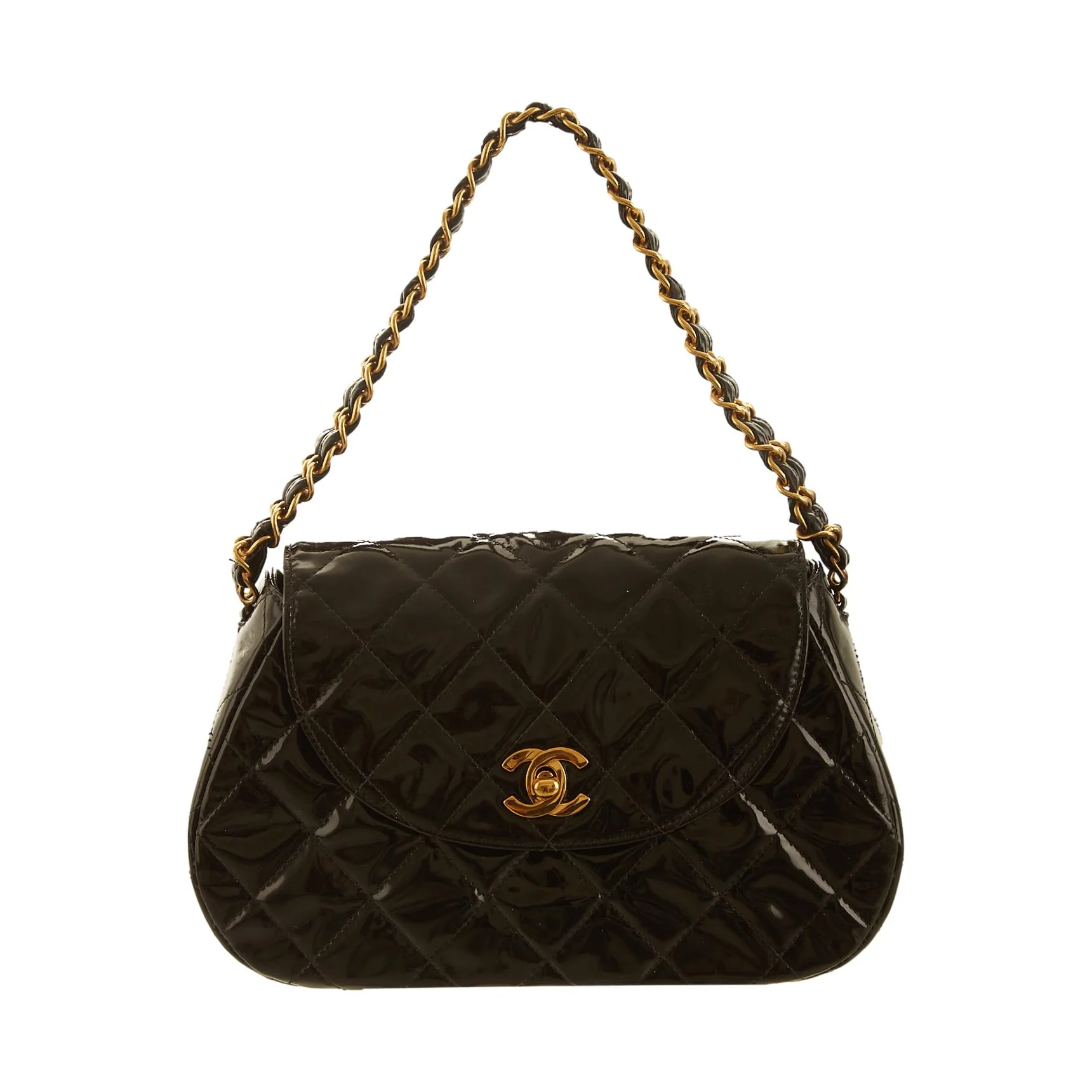 Chanel Black Quilted Patent Chain Shoulder Bag
