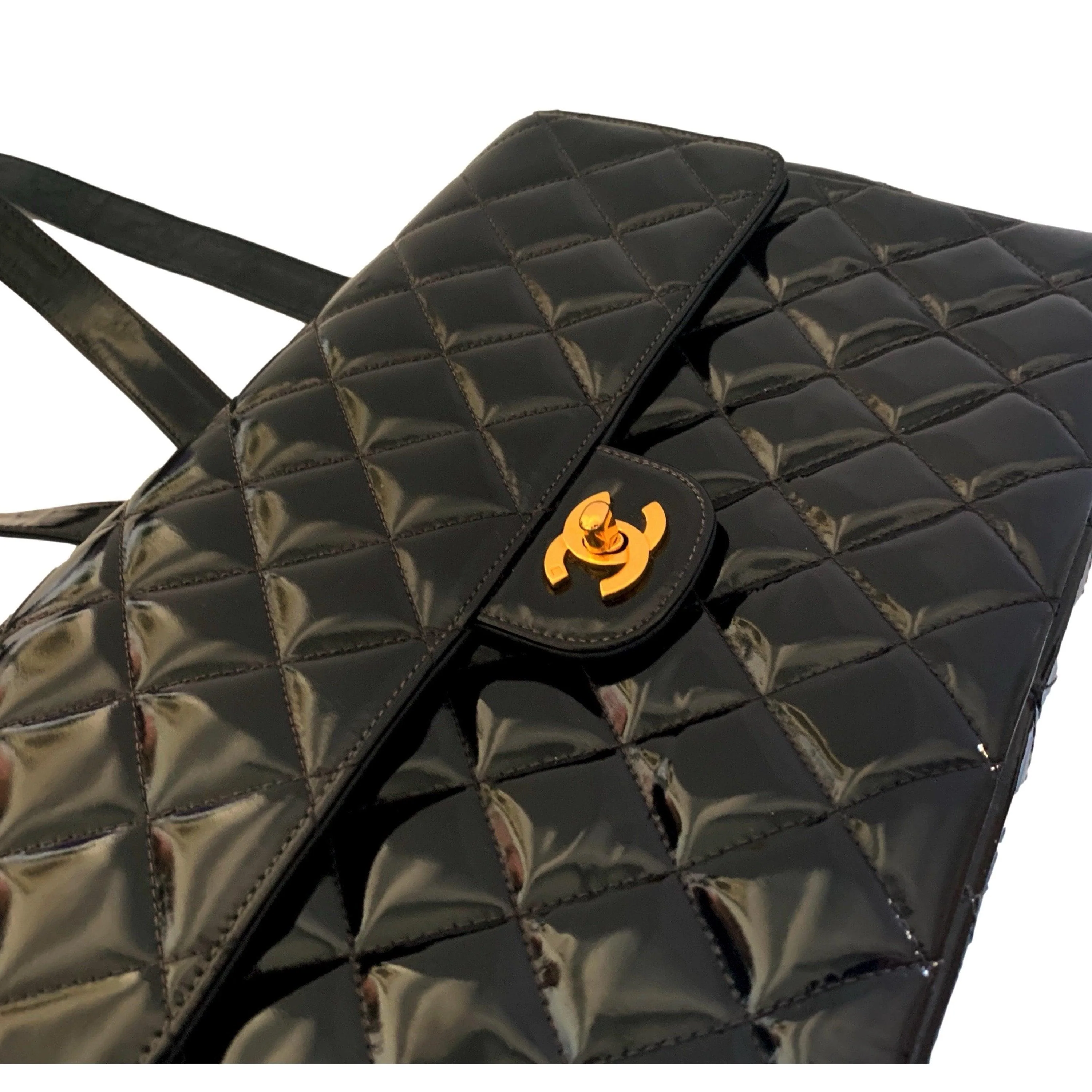 Chanel Black Quilted Patent Leather Backpack - Image 3