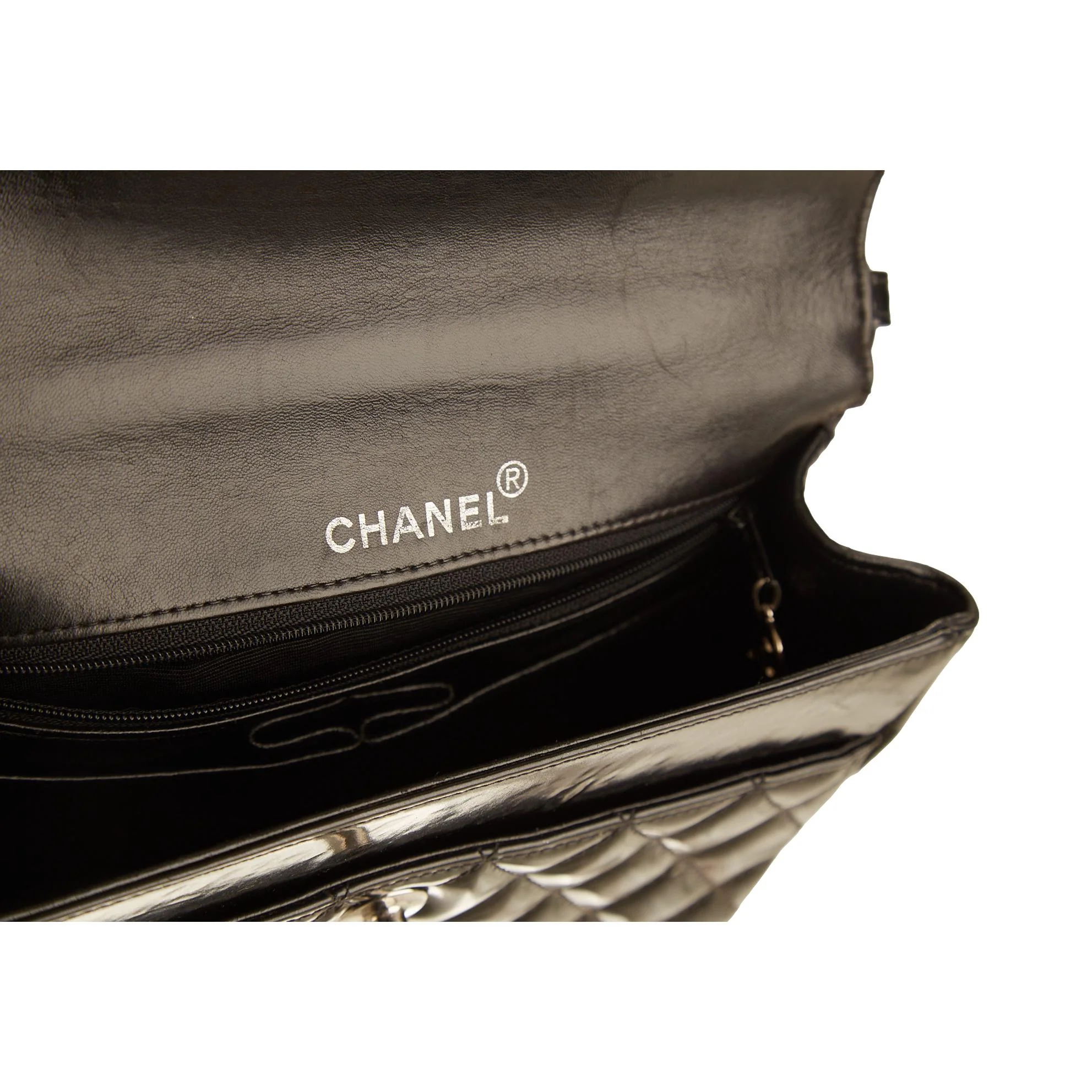 Chanel Black Quilted Patent Top Handle Bag - Image 4