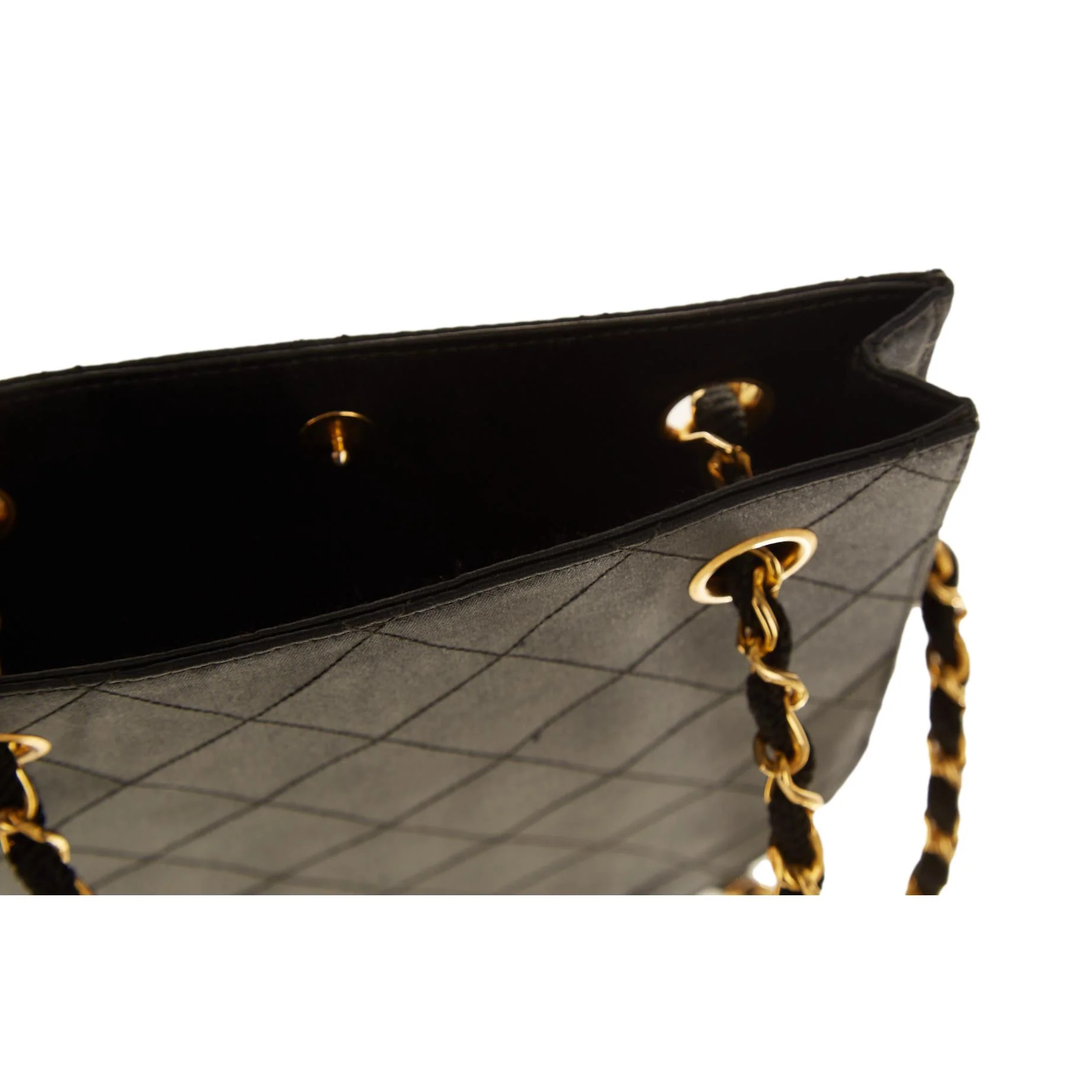 Chanel Black Quilted Satin Shoulder Bag - Image 3