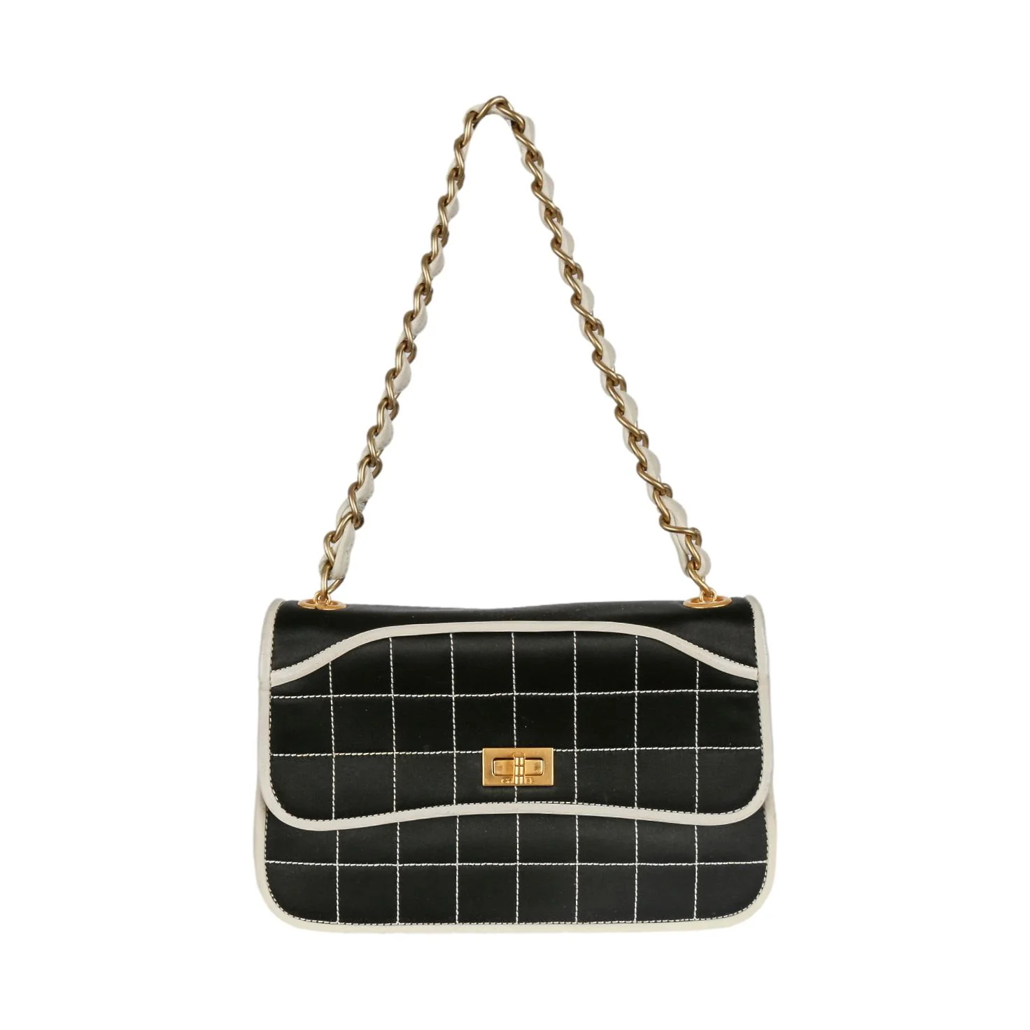 Chanel Black Quilted Satin Chain Shoulder Bag - Image 2