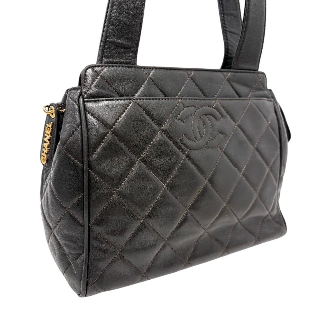 Chanel Black Quilted Top Handle Bag - Image 3