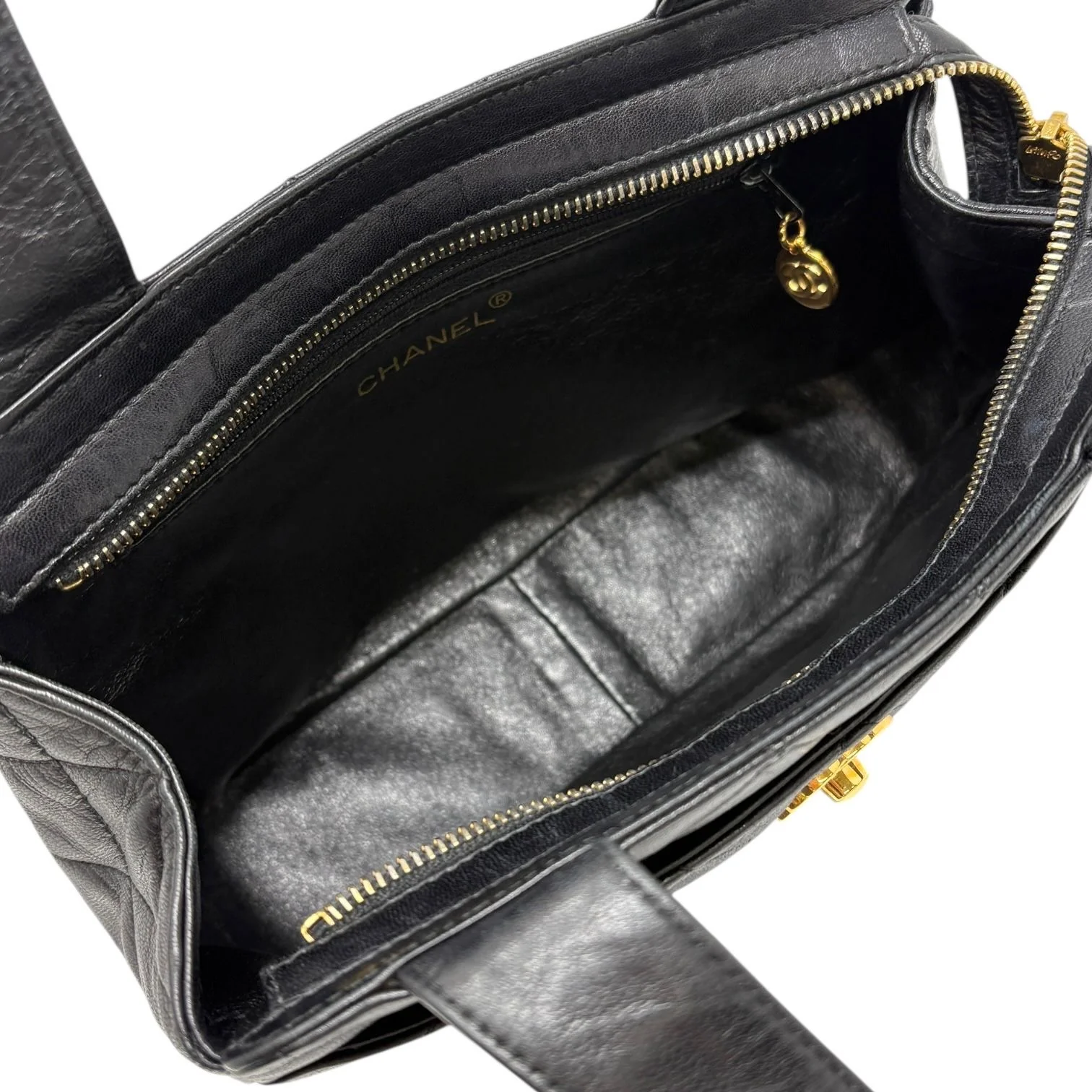 Chanel Black Quilted Top Handle Bag - Image 3