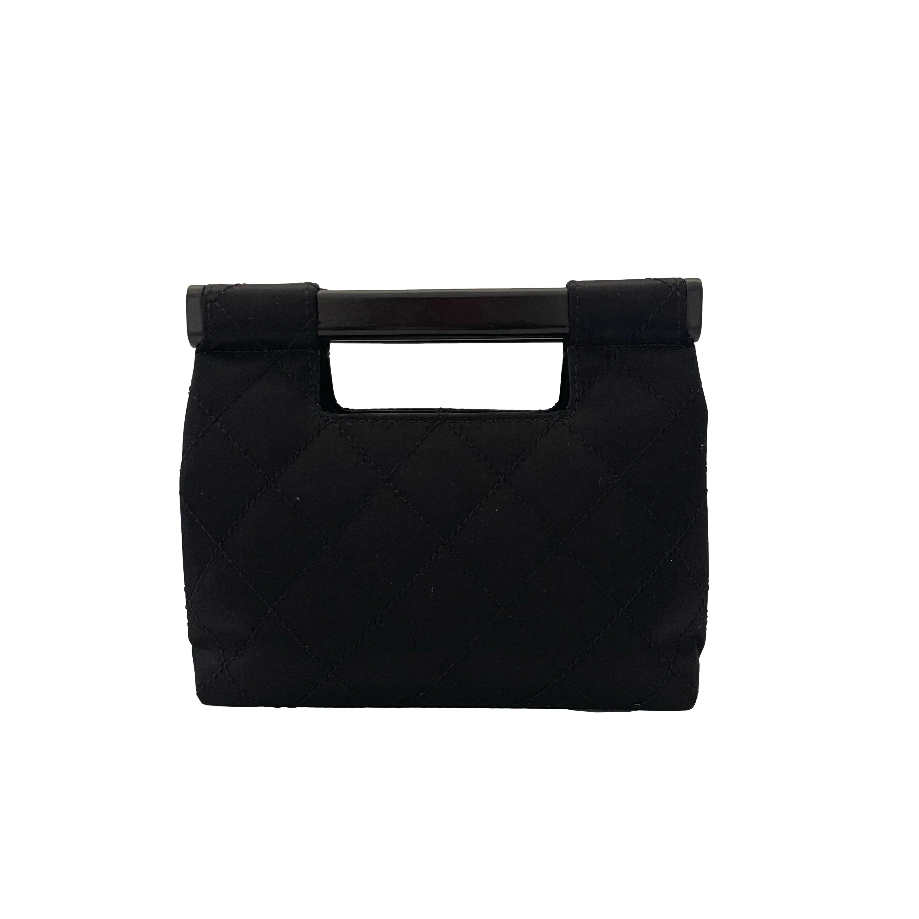 Chanel Black Quilted Wood Mini Bag - Image 2
