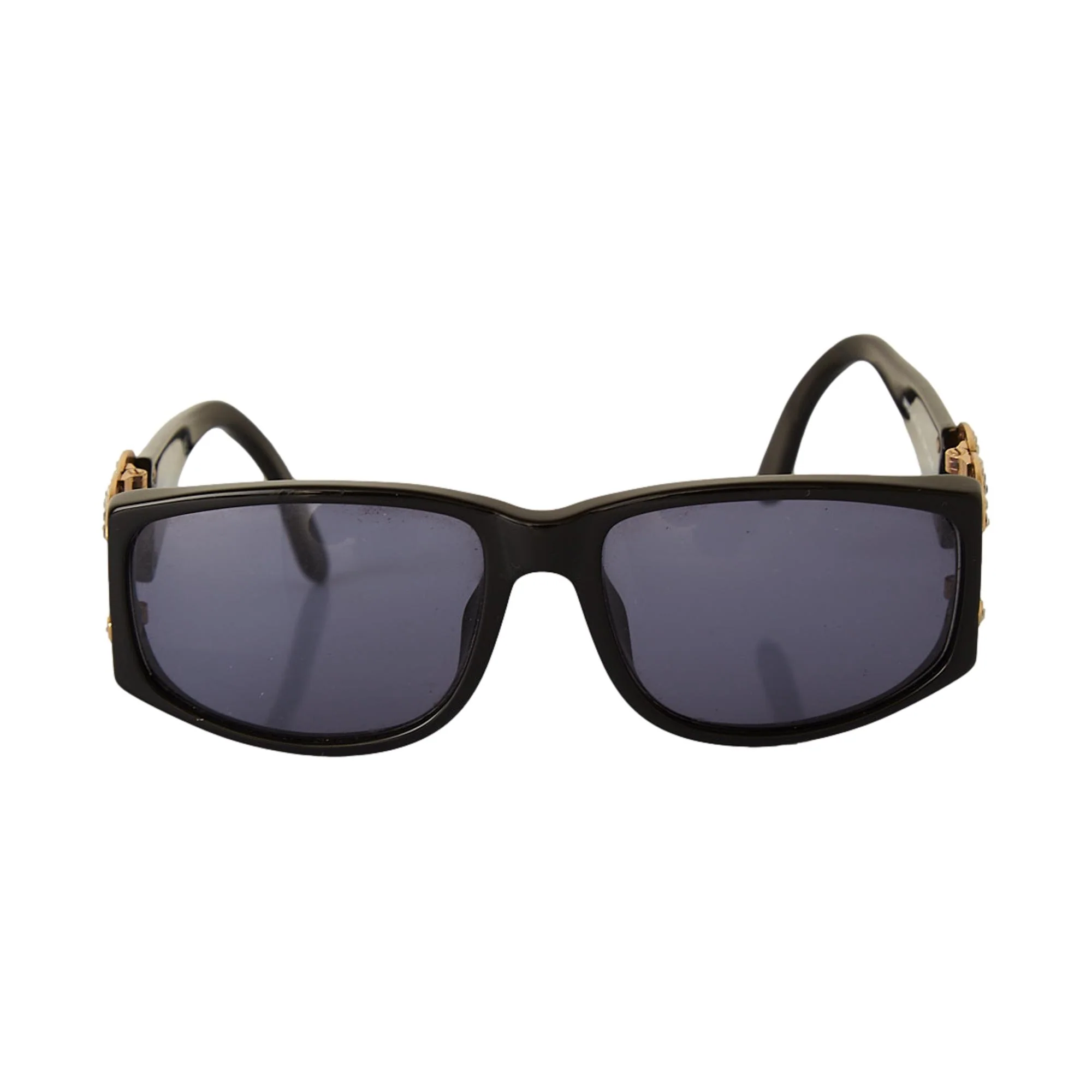 Chanel Black Rhinestone Jumbo Logo Sunglasses - Image 2