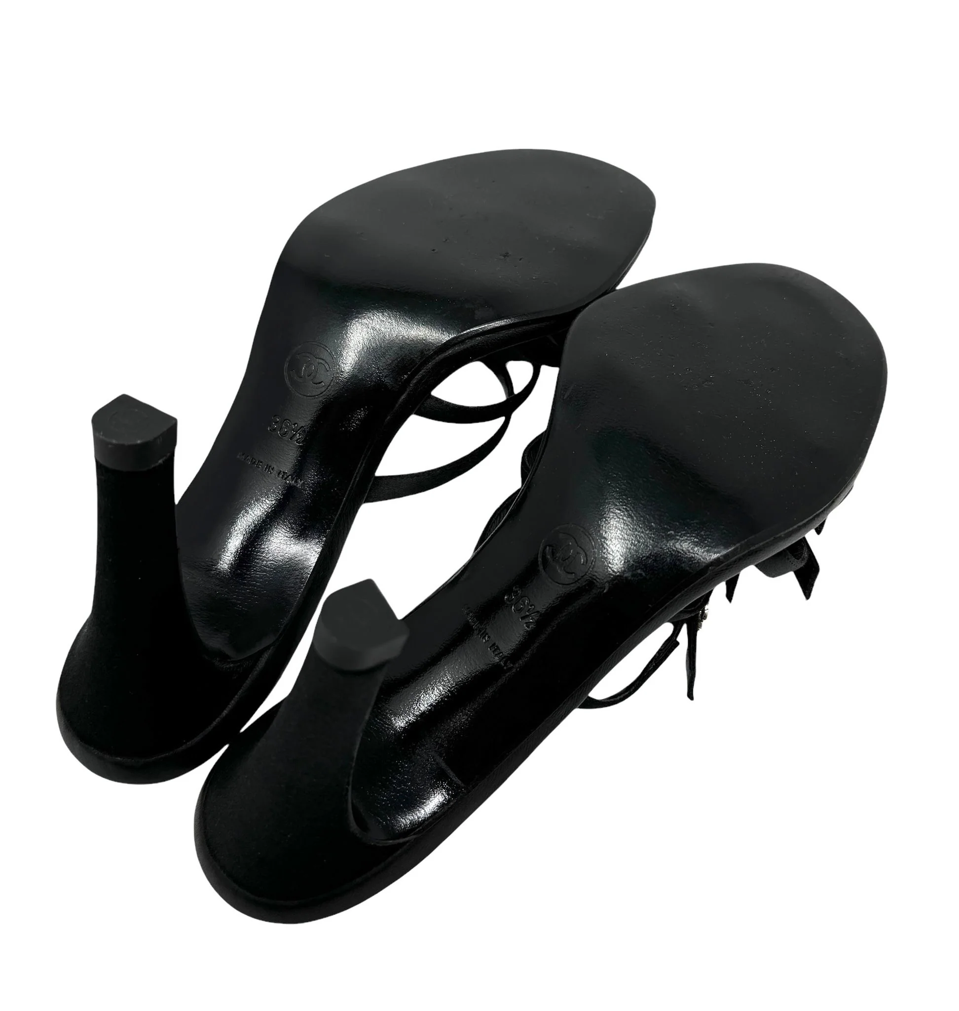 Chanel Black Rhinestone Logo Heels - Image 4