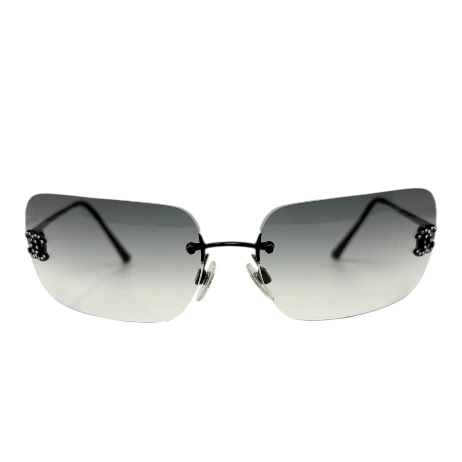 Chanel Black Rhinestone Rimless Sunglasses - Image 2