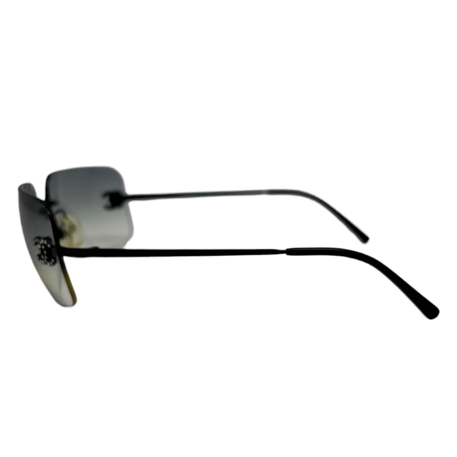 Chanel Black Rhinestone Rimless Sunglasses - Image 3