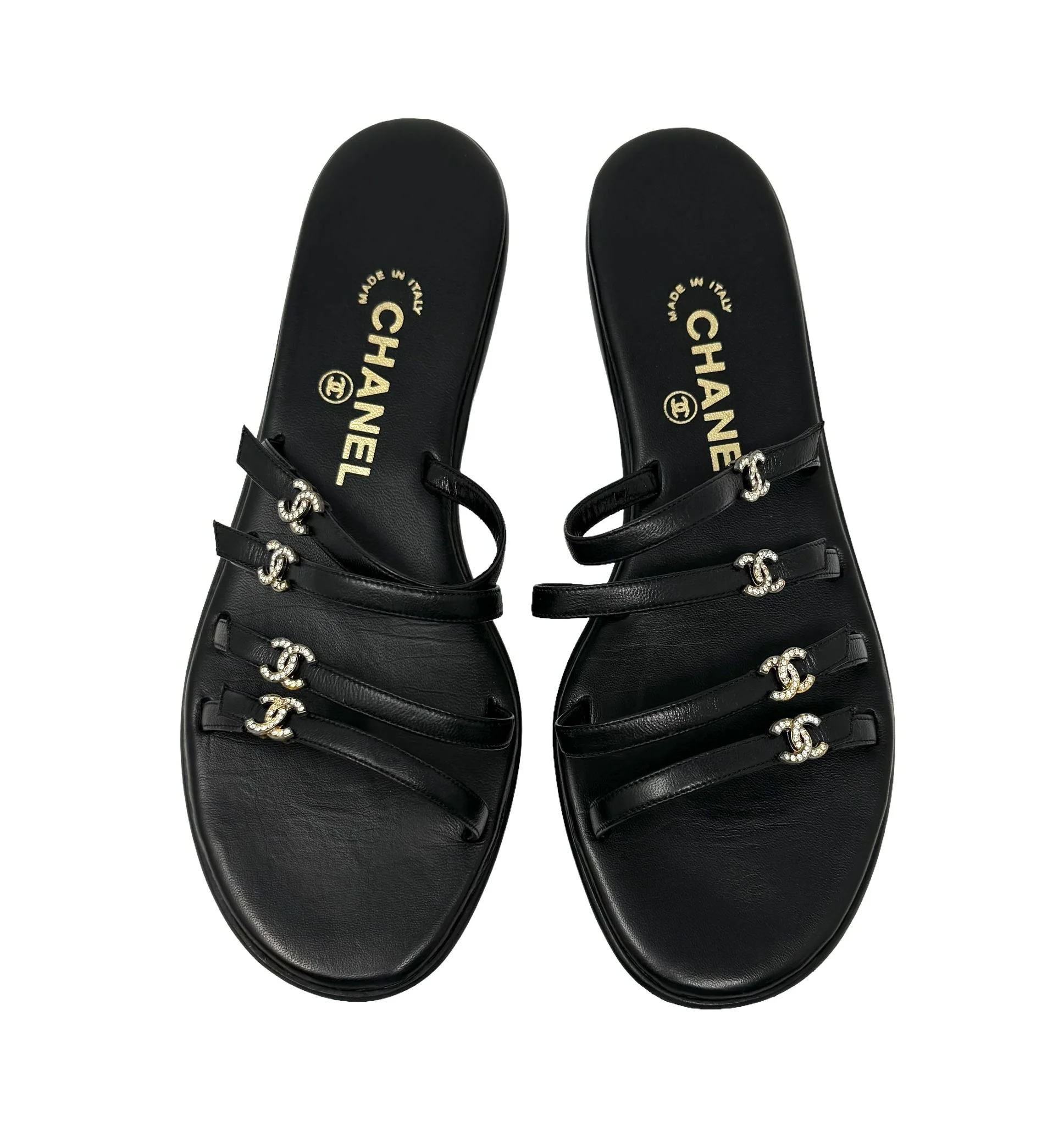 Chanel Black Rhinestone Sandals - Image 3
