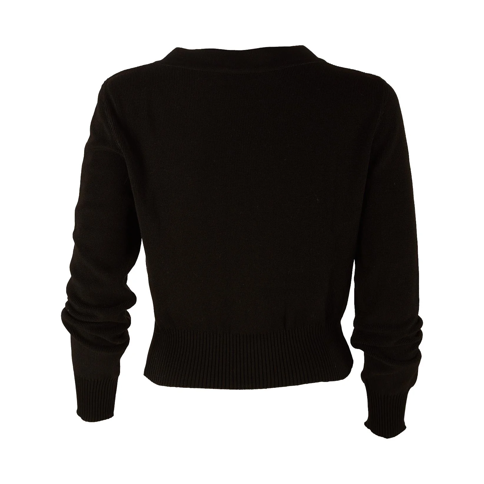 Chanel Black Ribbed Logo Button Cardigan - Image 2