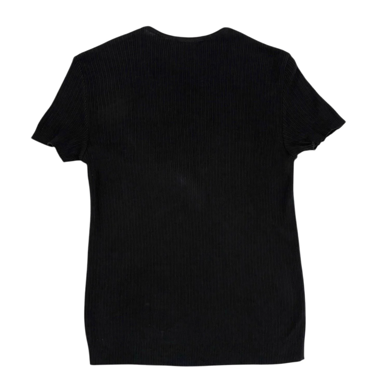 Chanel Black Ribbed Logo Short Sleeve Top - Image 2