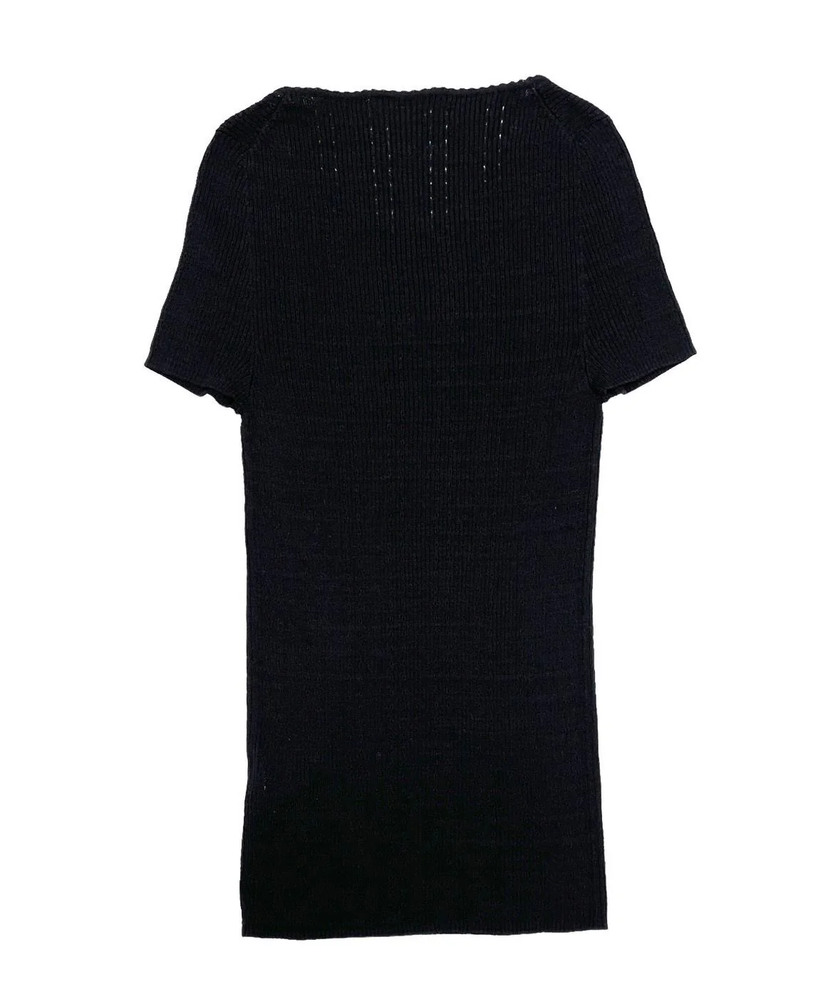 Chanel Black Ribbed Logo Short Sleeve Top - Image 2