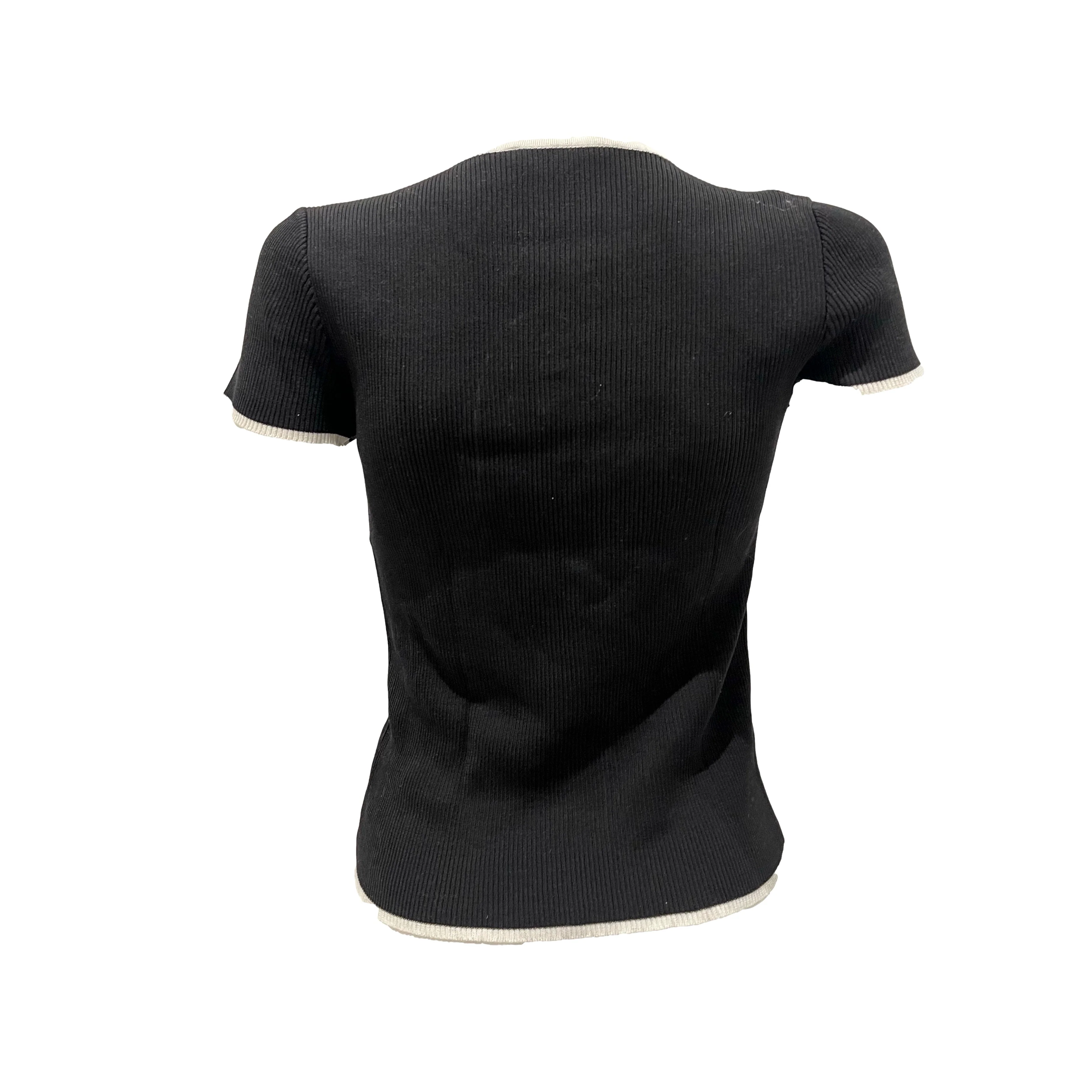 Chanel Black Ribbed Logo Top - Image 2
