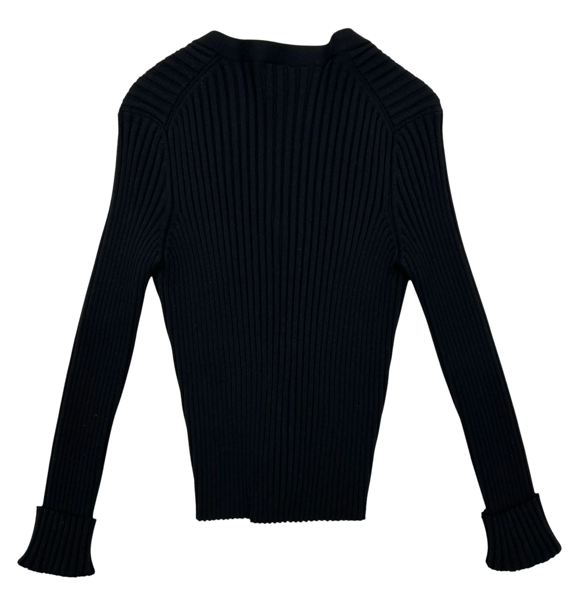 Chanel Black Ribbed Long Cardigan - Image 2