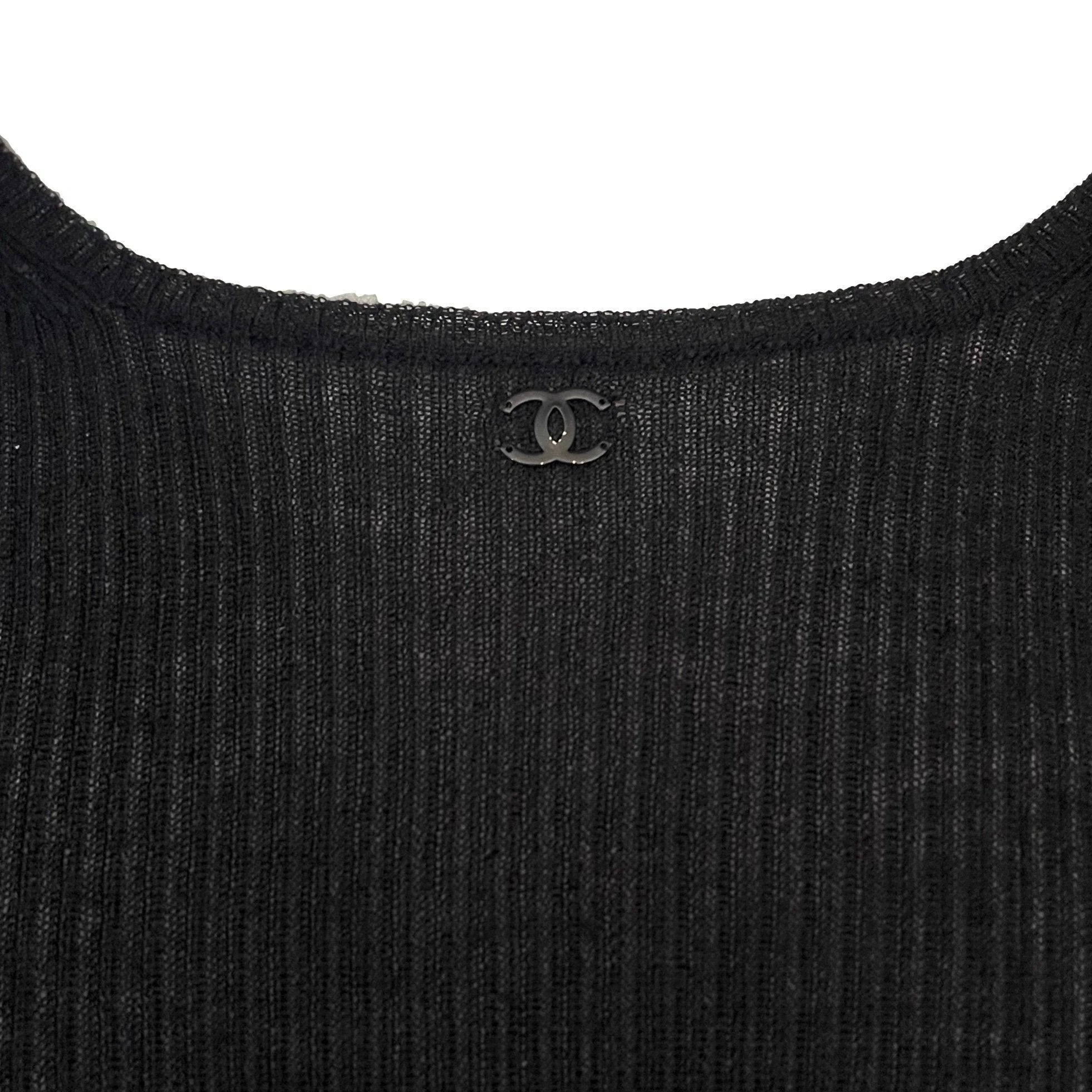 Chanel Black Ribbed Long Sleeve - Image 3