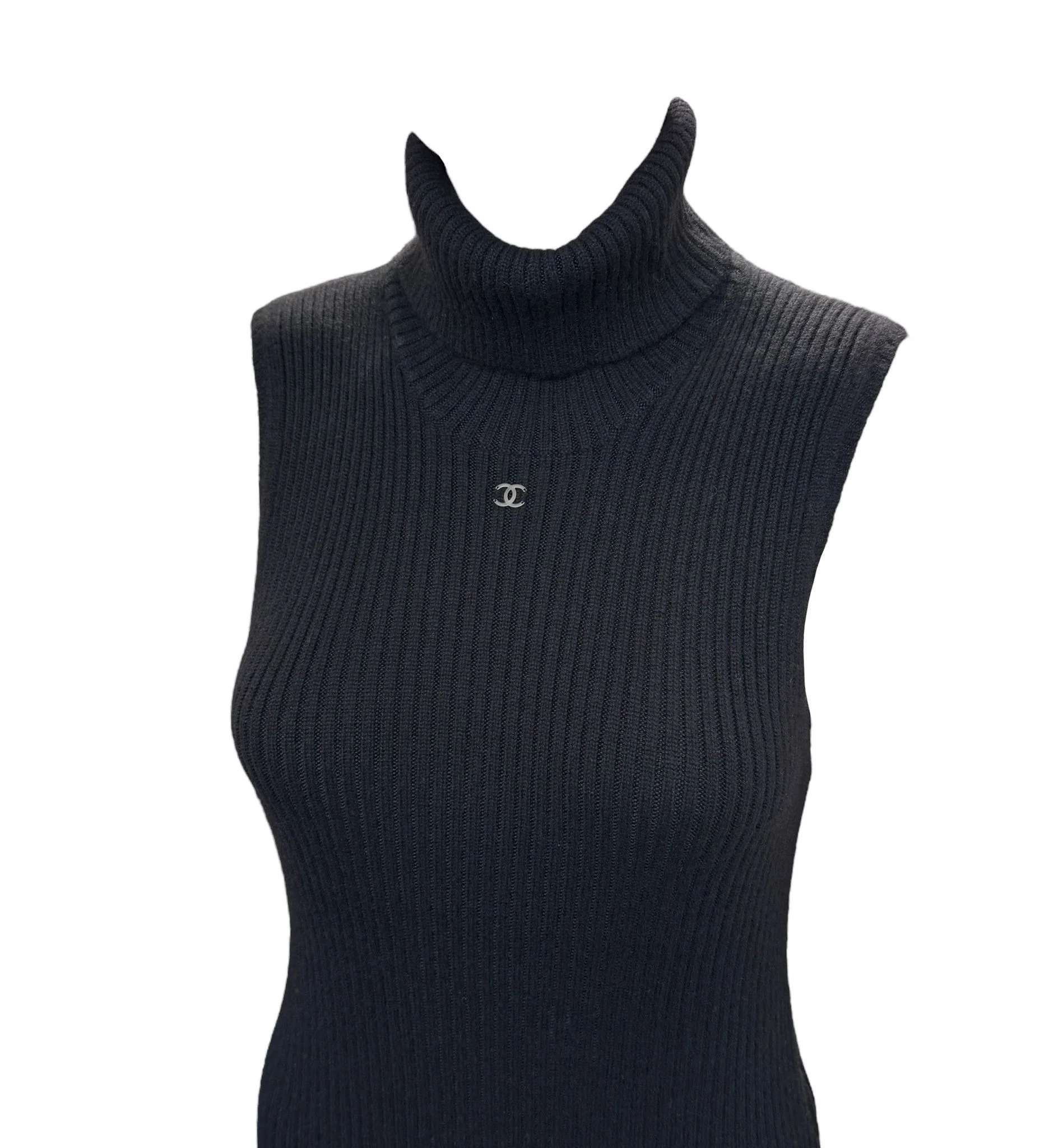 Chanel Black Ribbed Maxi Dress - Image 3