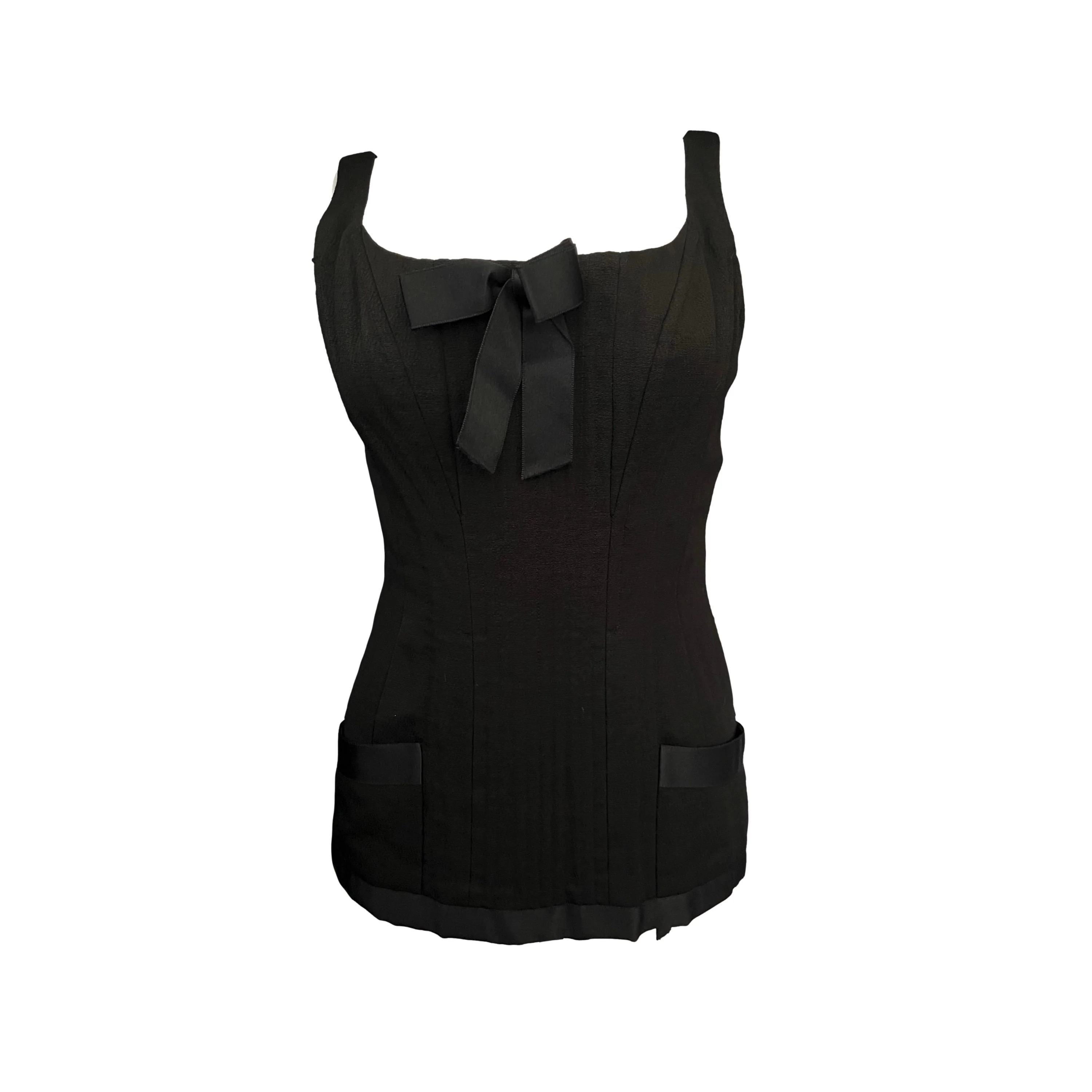 Chanel Black Ribbon Boned Corset