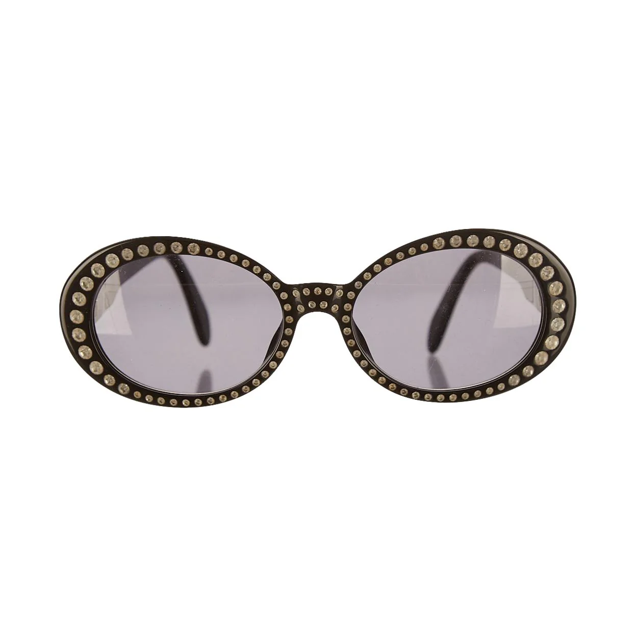 Chanel Black Round Rhinestone Logo Sunglasses - Image 2