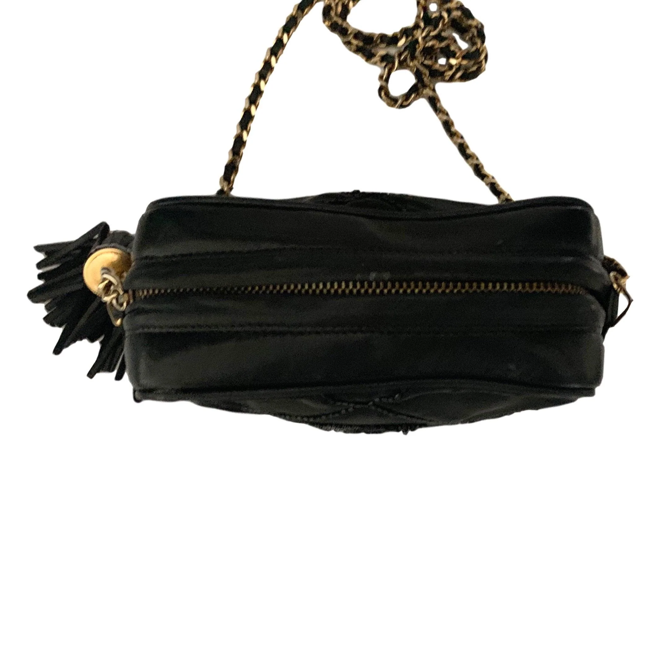 Chanel Black Satin Beaded Camera Bag - Image 5