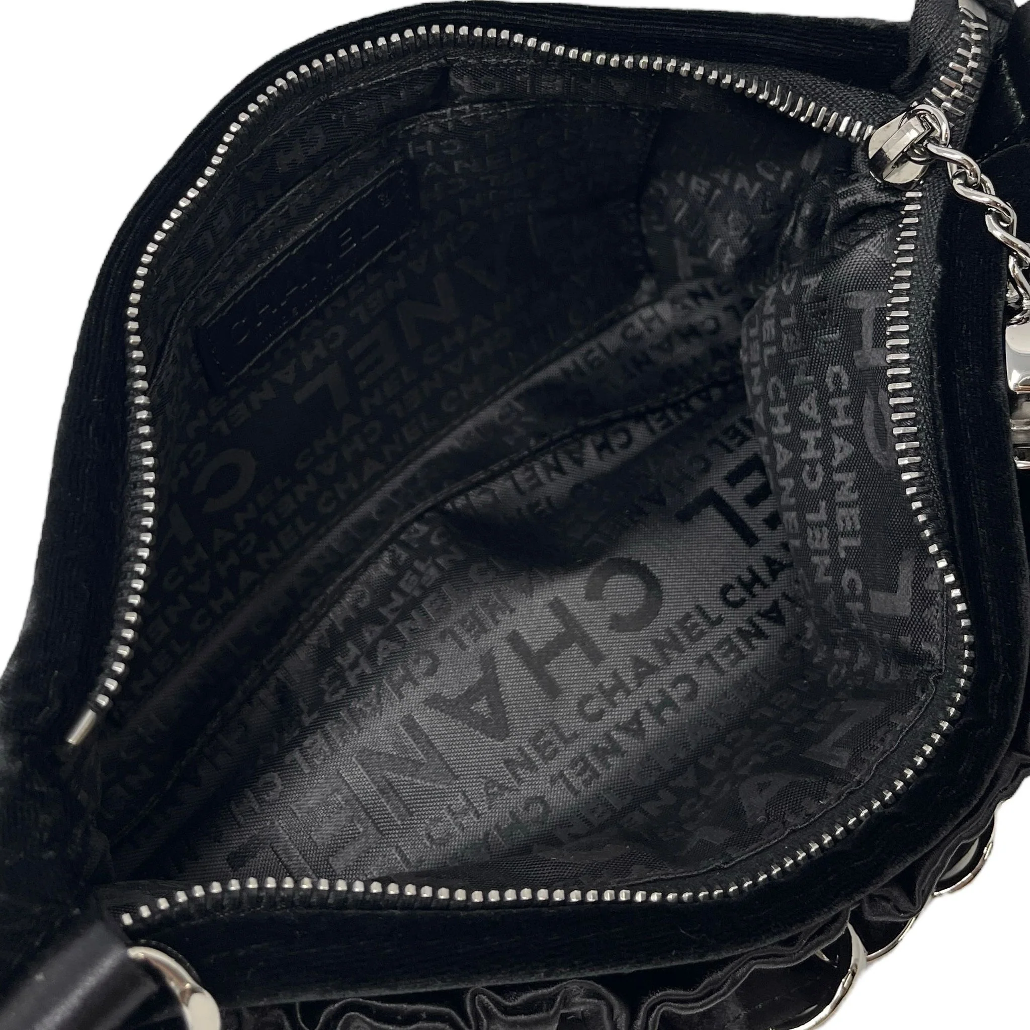 Chanel Black Velvet/Satin Chain Mini Bag - Image 3
