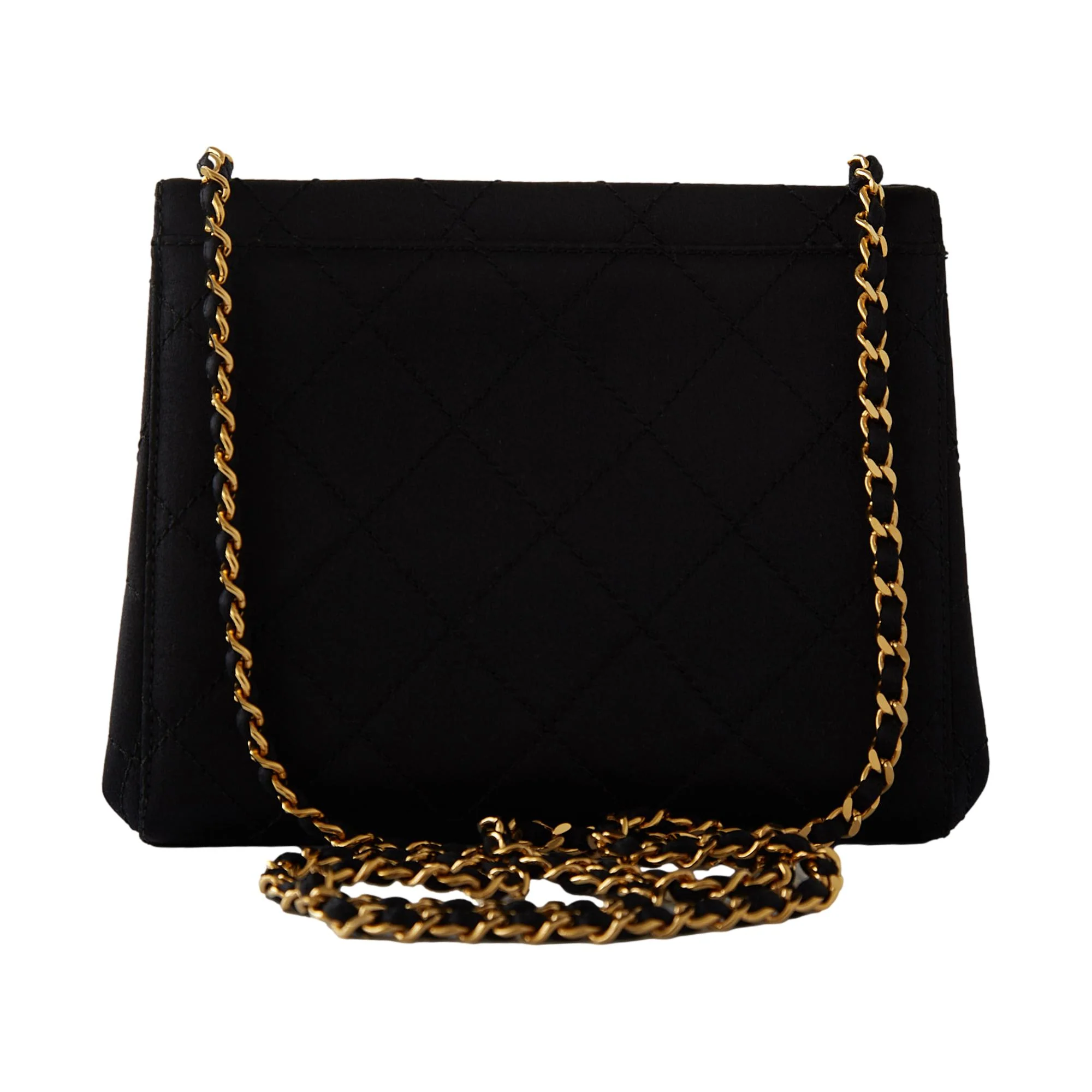 Chanel Black Satin Framed Chain Bag - Image 2