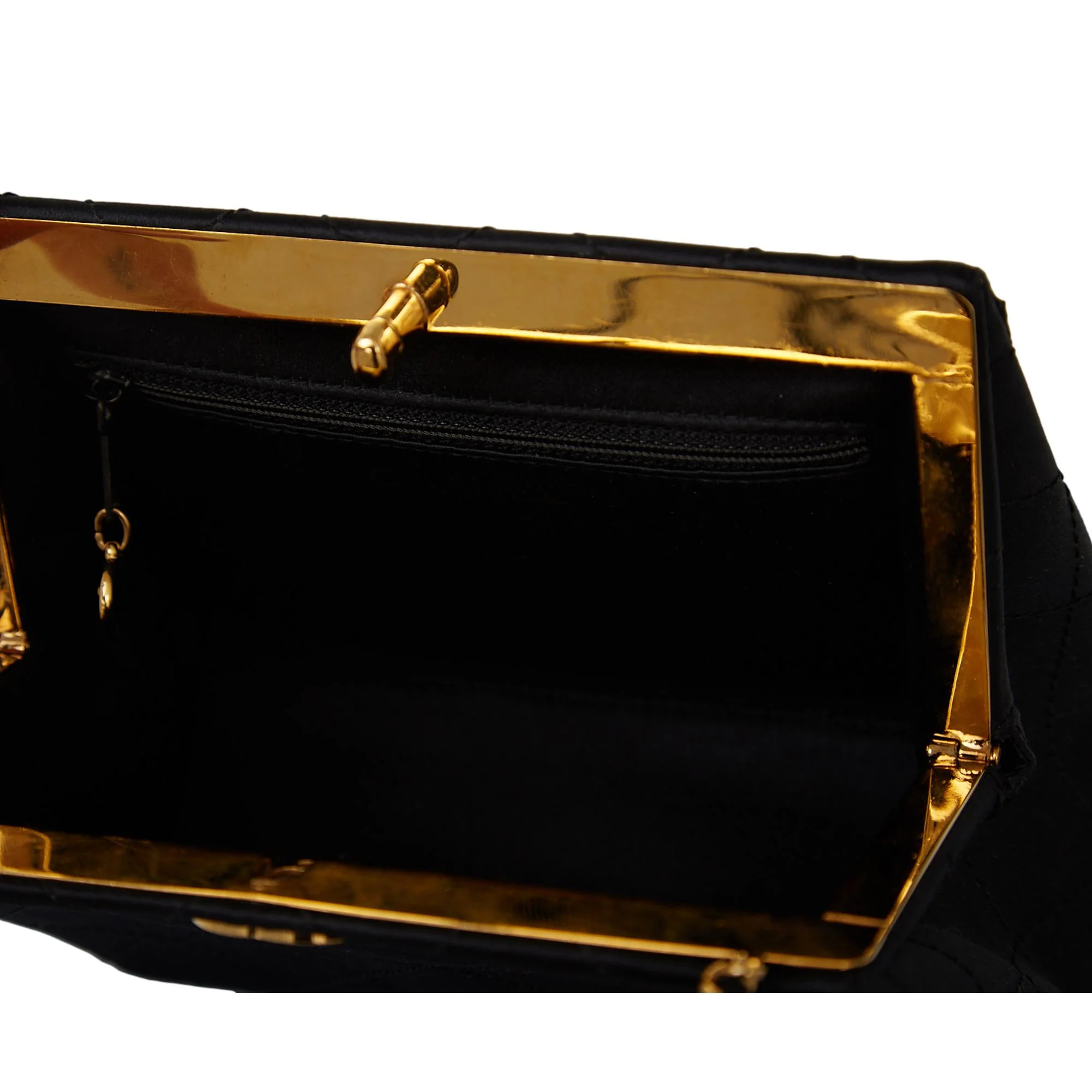 Chanel Black Satin Framed Chain Bag - Image 4