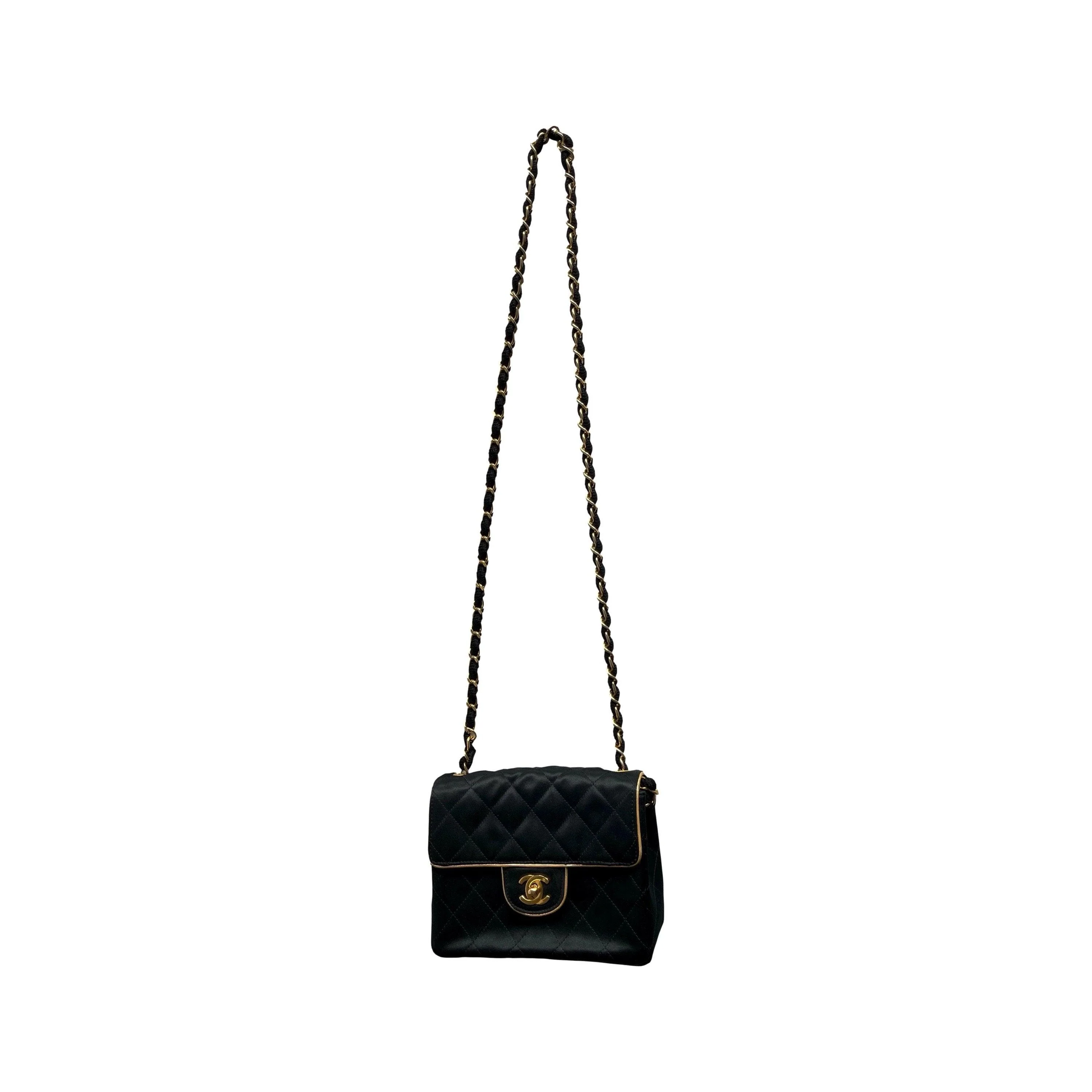 Chanel Black Satin Flap Bag - Image 3