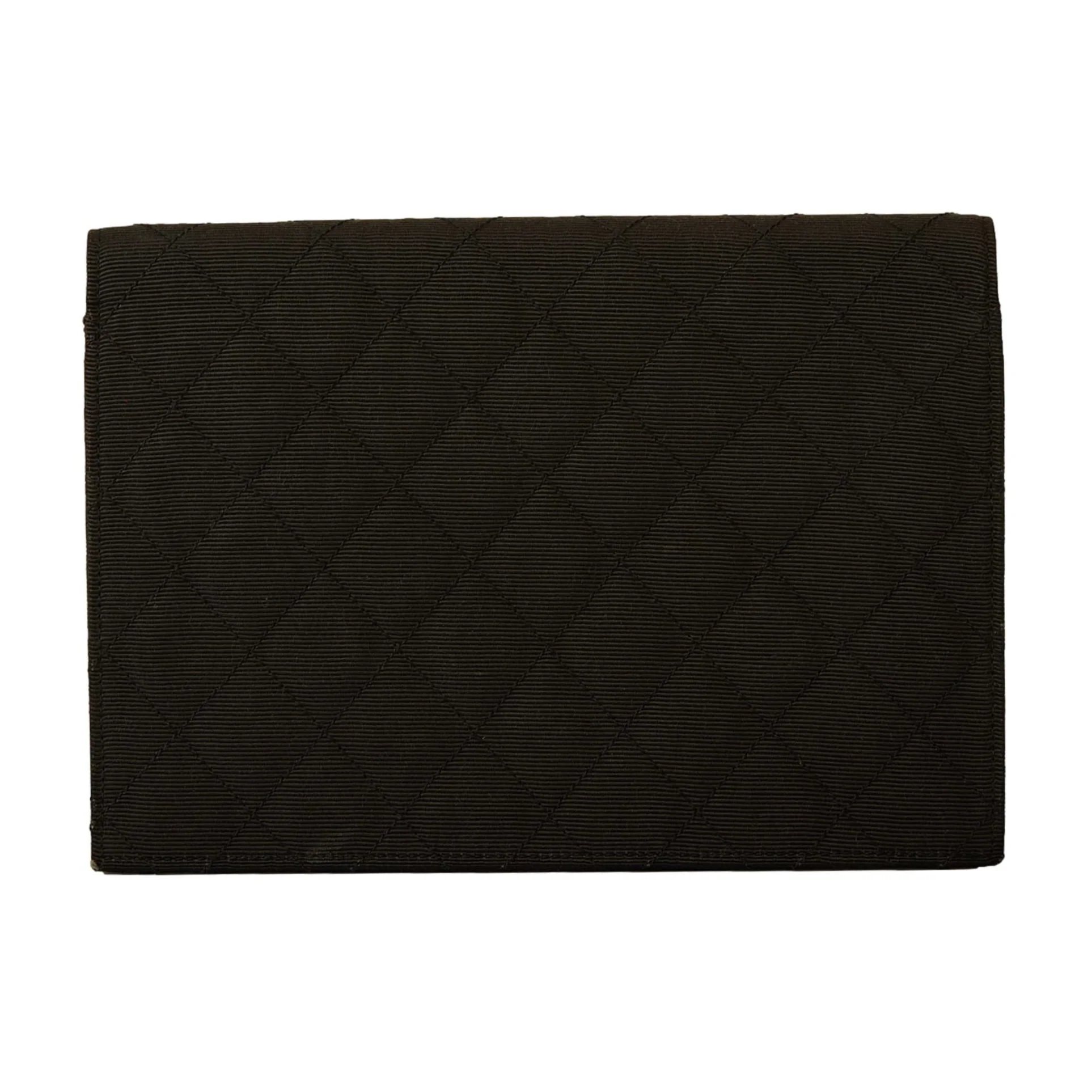 Chanel Black Satin Logo Structured Clutch - Image 2