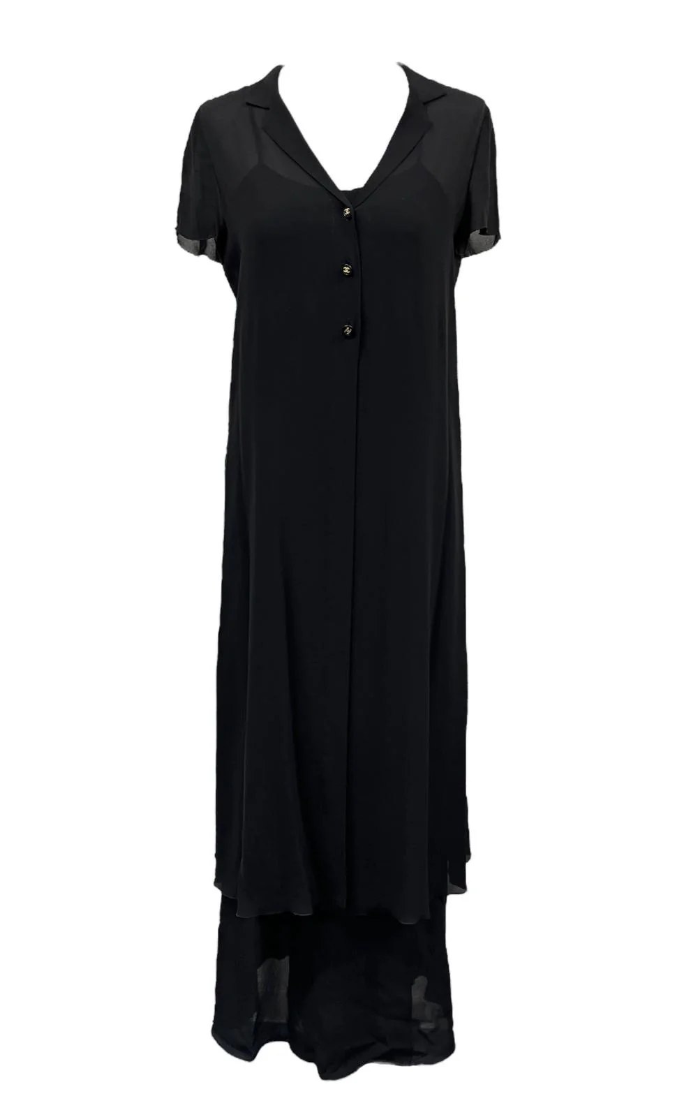 Chanel Black Silk Logo Dress Set - Image 3
