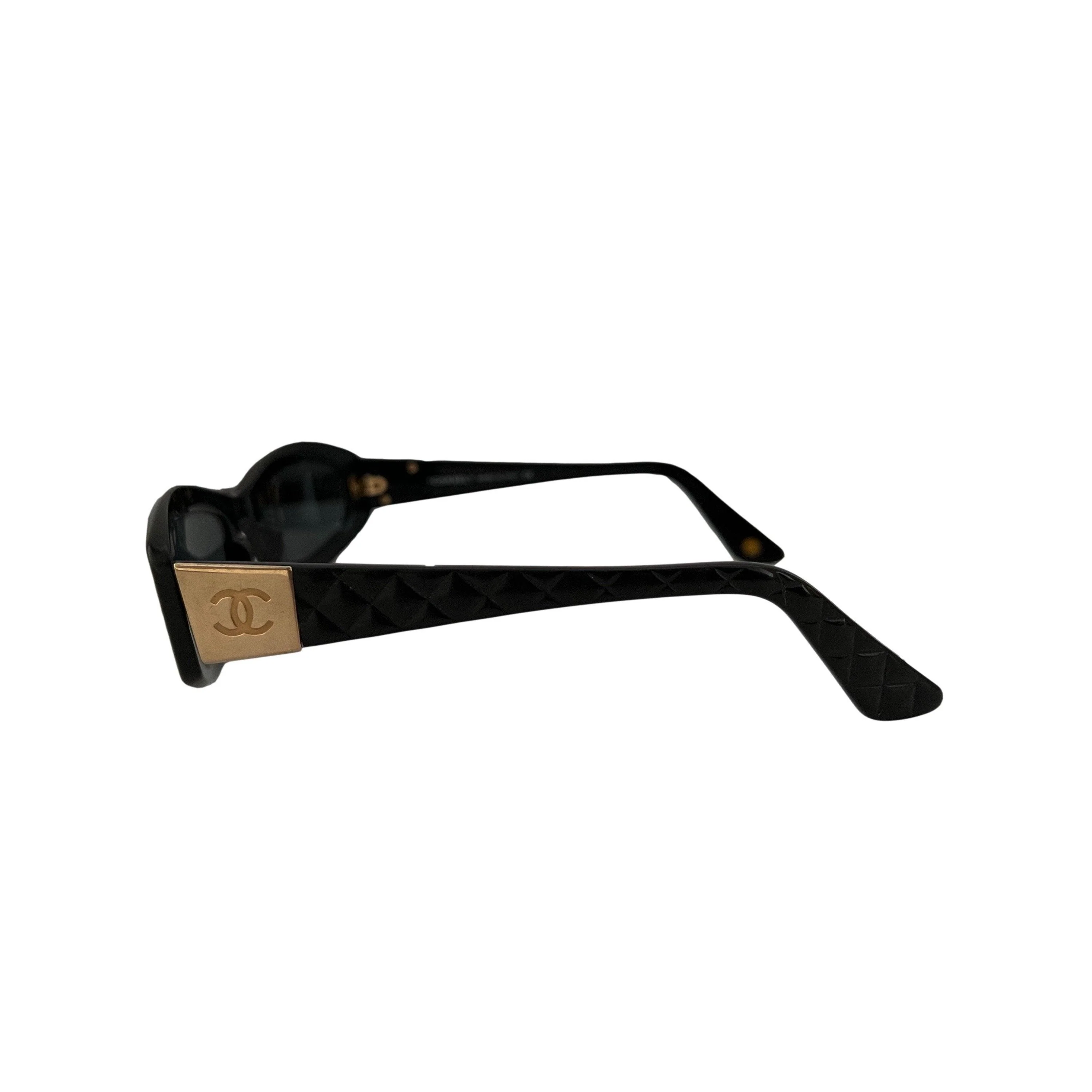 Chanel Black Small Quilted Sunglasses - Image 2