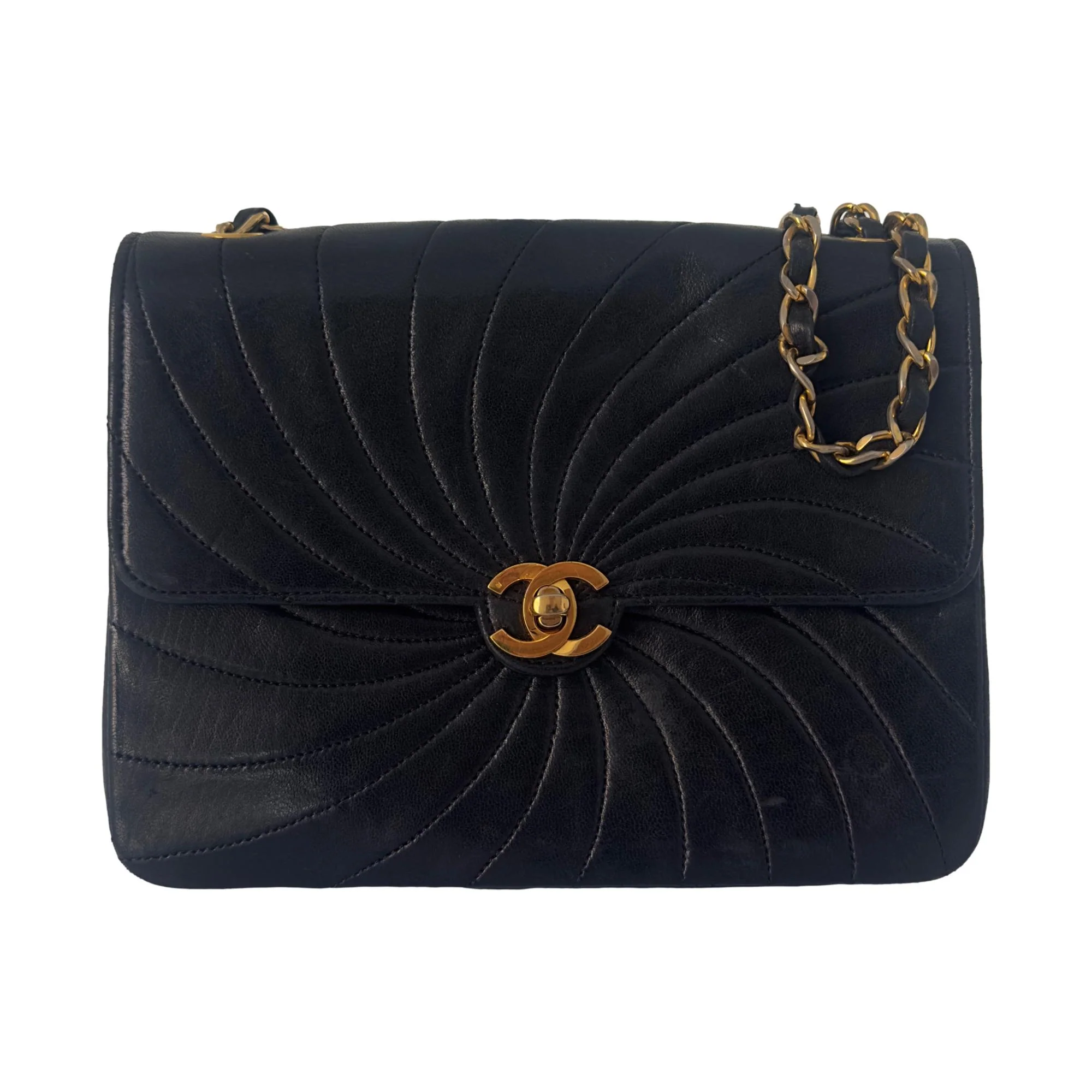 Chanel Black Spiral Quilted Lambskin Flap Bag
