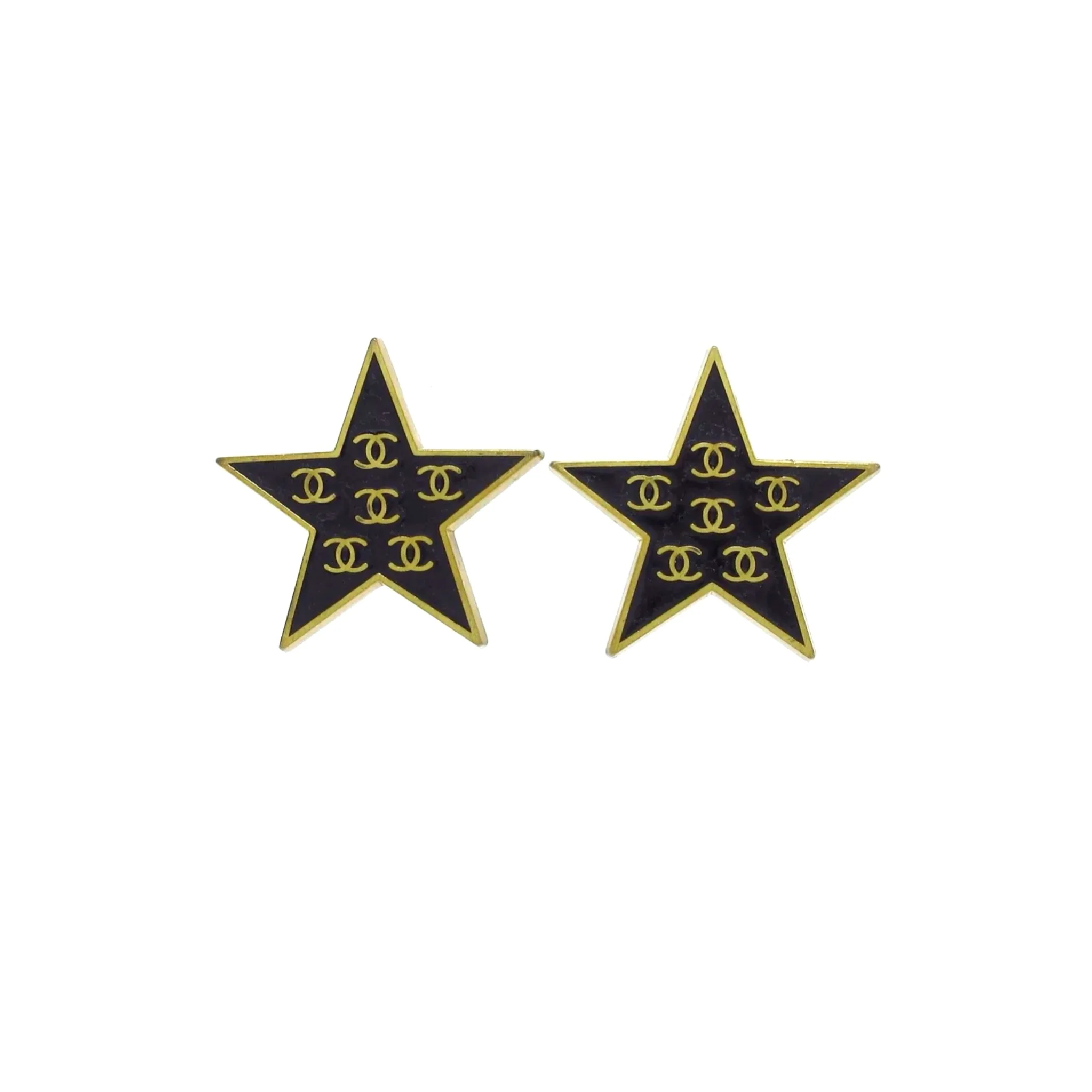Chanel Black Star Earrings