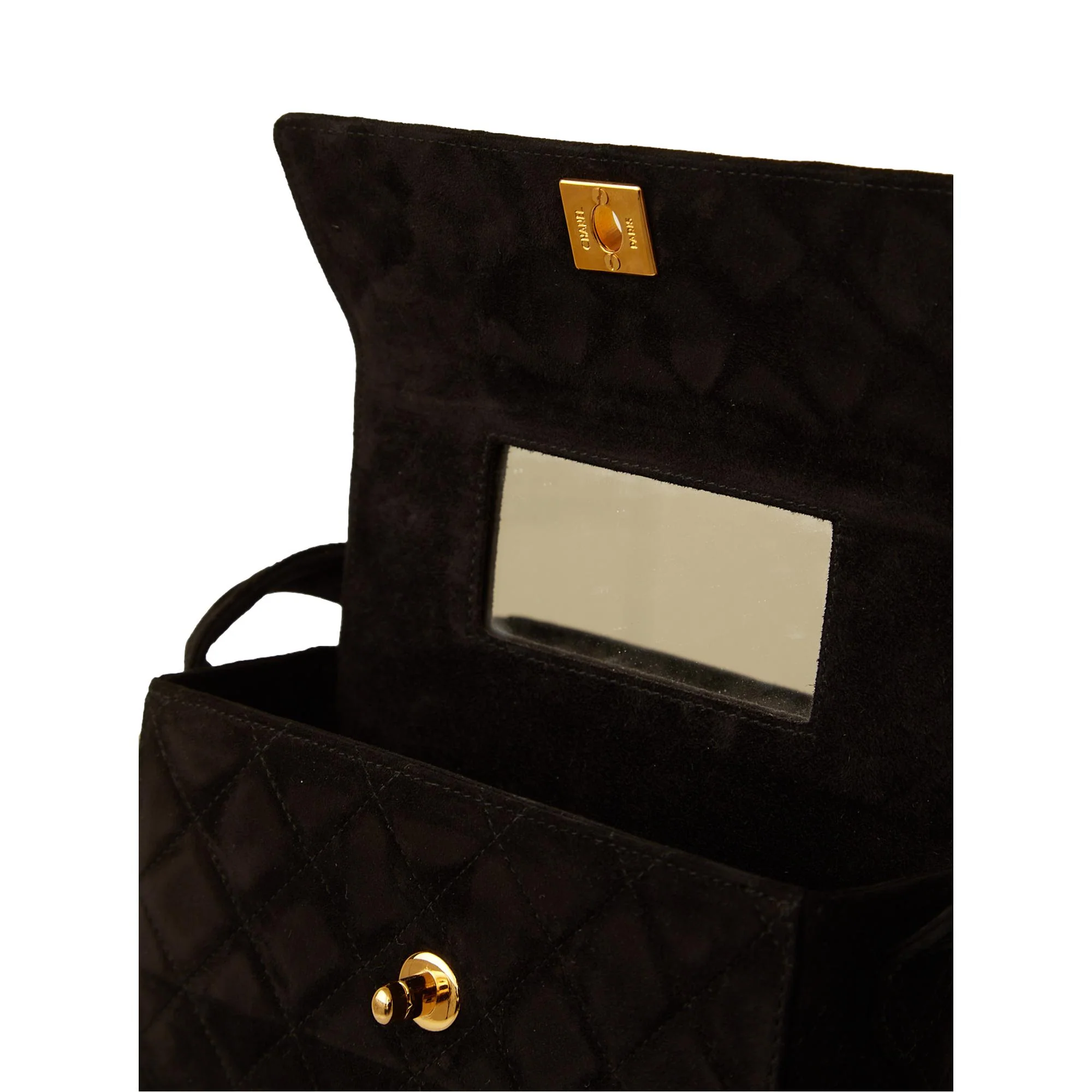 Chanel Black Suede Mini Turnlock Bag - Image 5
